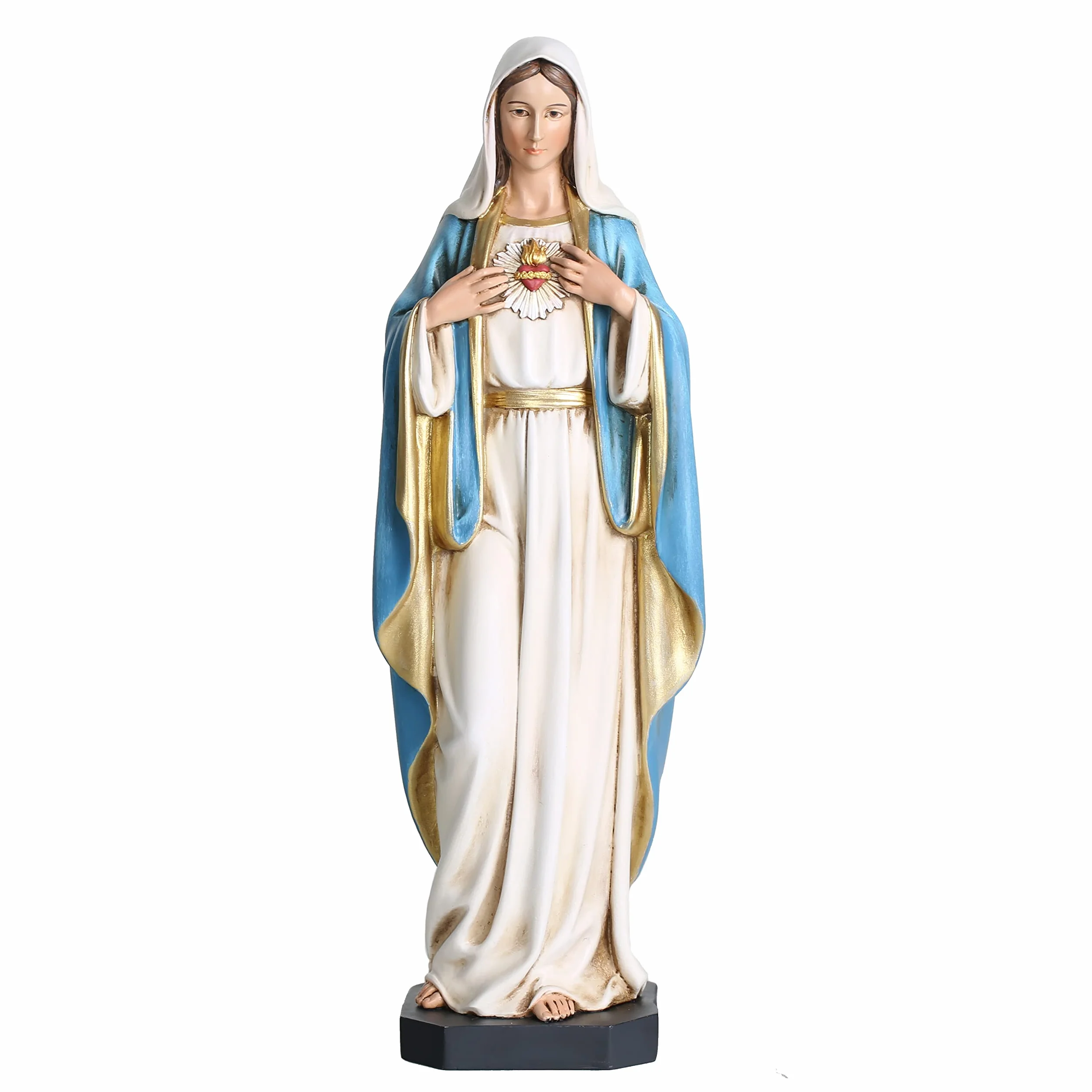 BC Katolickie Niepokalane Serce Maryi Figurka Matki na ołtarz, ręcznie malowana religijne prezenty dla mamy, 25 cm H, ręcznie robiona przez Buildclassic