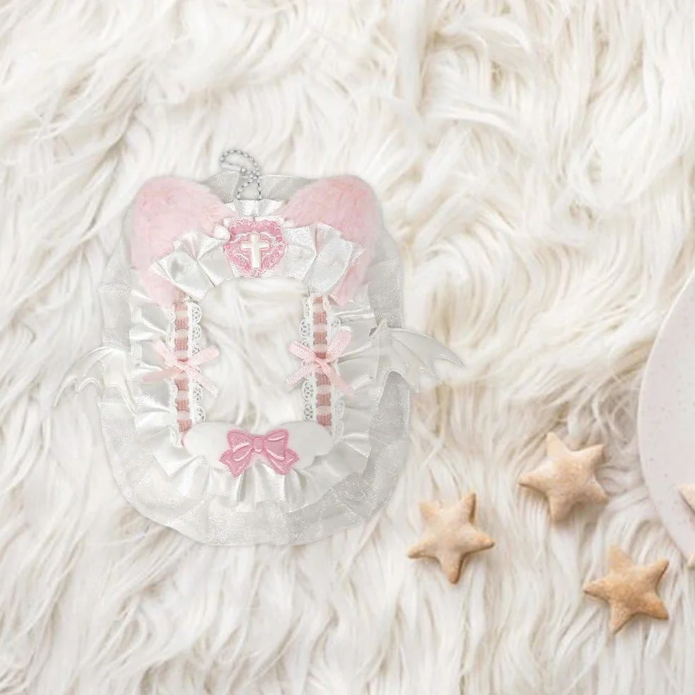 Miękki Koronkowy Uchwyt na Karty Fotograficzne, Etui na Karty do Pokera KPOP Etui na Karty Fotograficzne z Wstążką, Łukikiem Sweet Itabag Ozdoba Etui na Karty ID Pokrowczyk na Karty