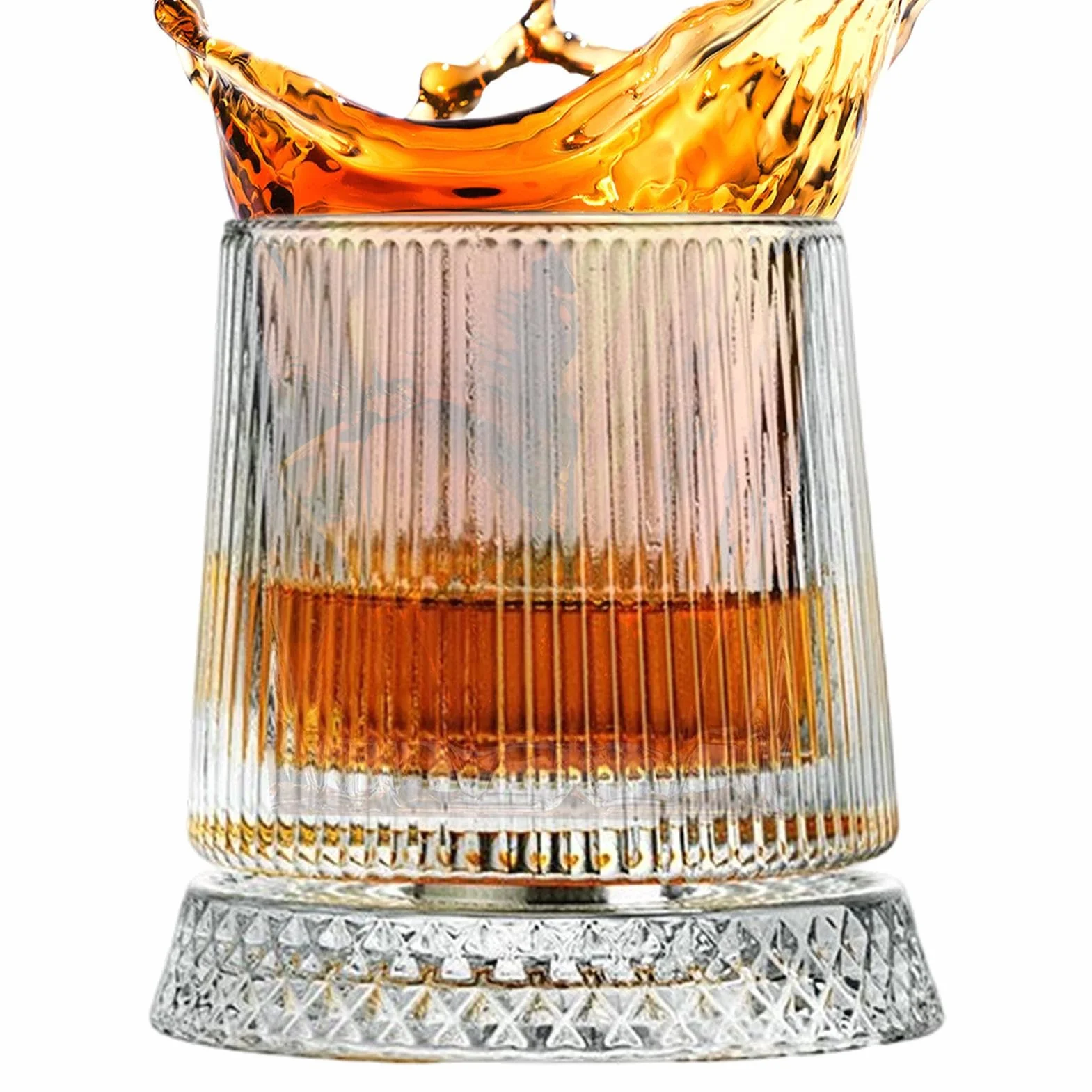 Wine Glasses - 360 Degree Rotating Stemwares for Party Celebration Drinks | Clear Crystal Glassware with Swivel Base, Old Fashioned Tumbler Design, Enjoy Whiskey Cocktail Bourbon for Men Dad Husband