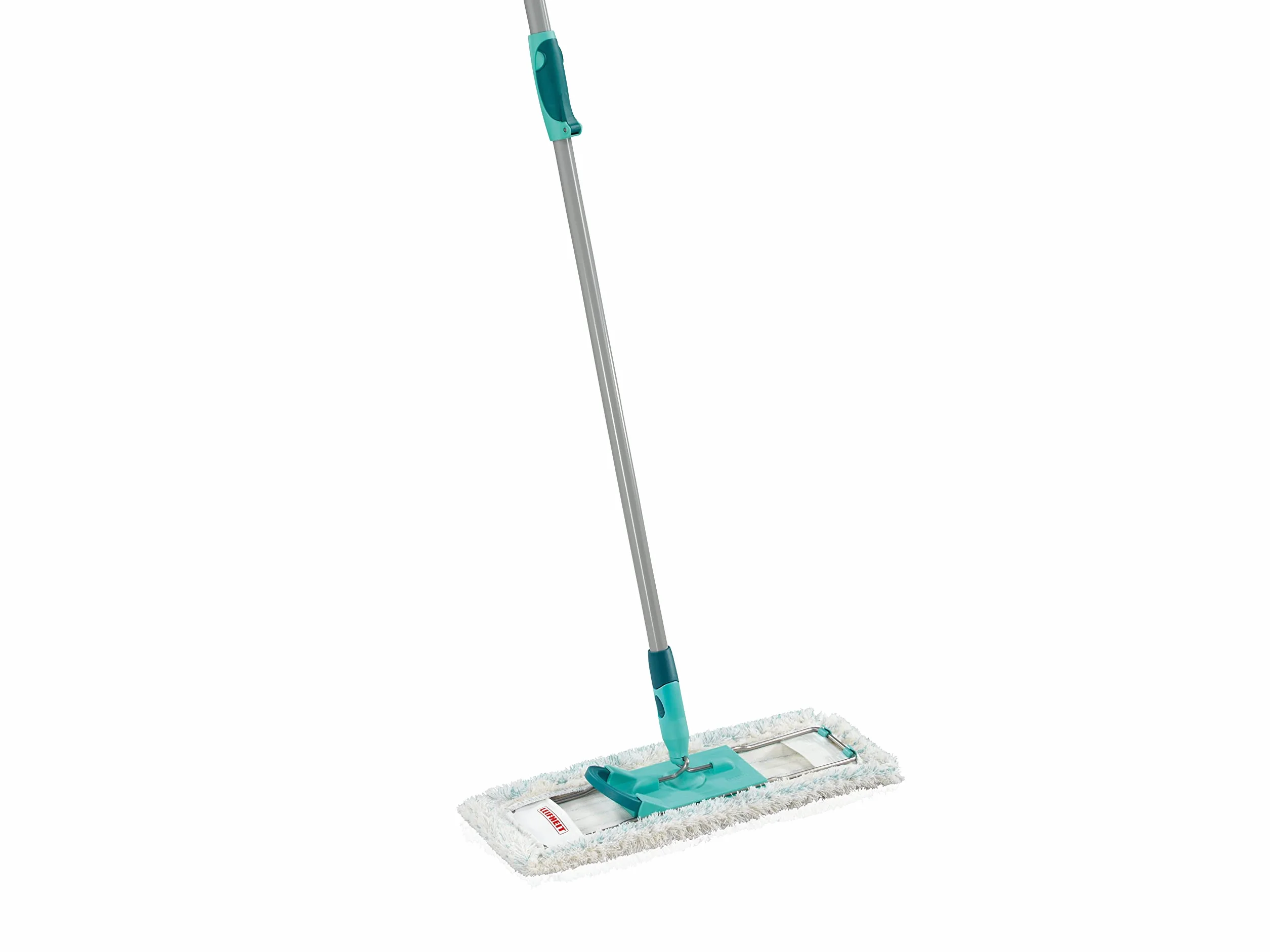 Leifheit Profi XL cotton plus teleskopowy uchwyt 80-135 cm ze stali do płytek i podłóg kamiennych, mop do odkręcania za pomocą kliknięcia nożnego, przegub obrotowy 360°, system zatrzaskowy