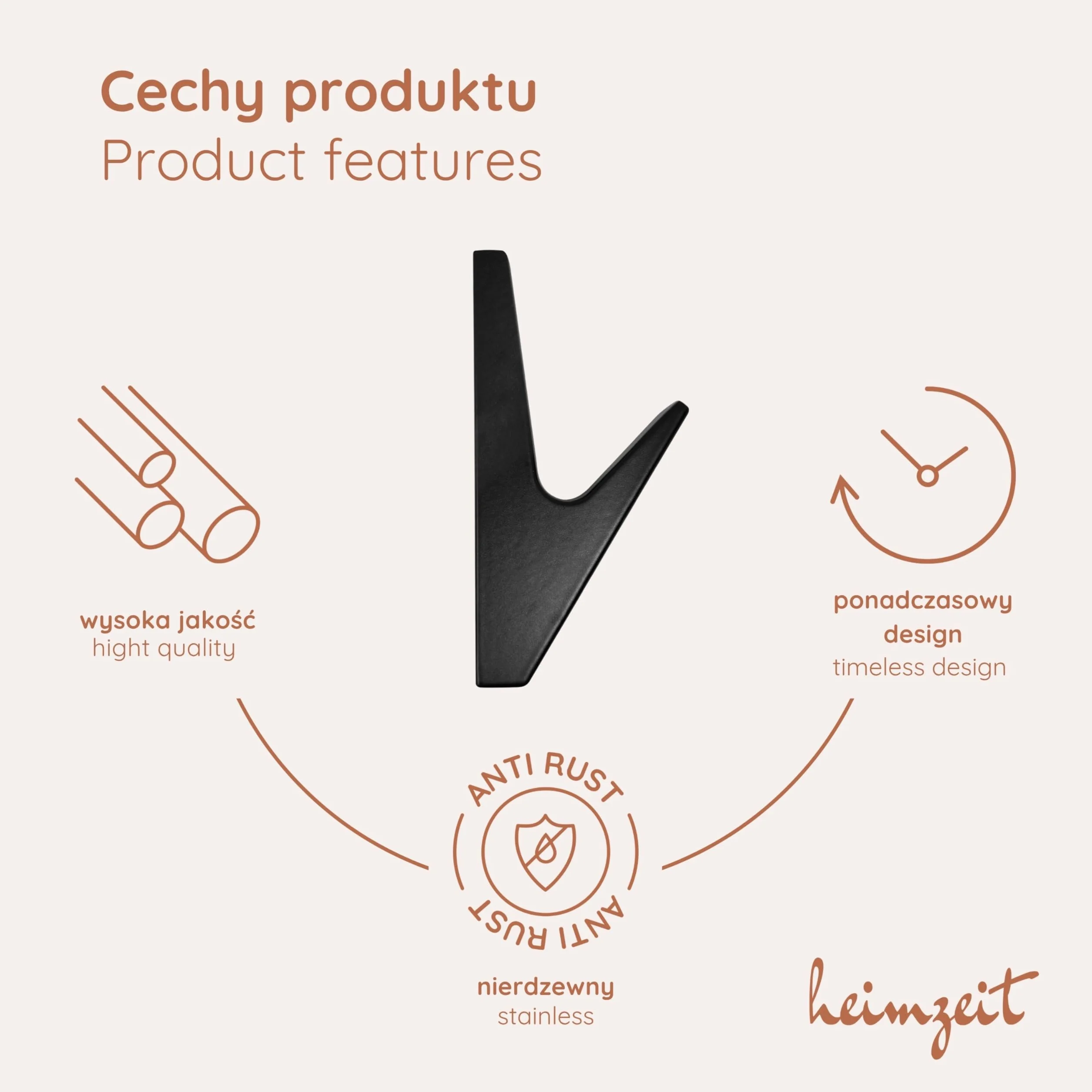 Wieszaki Ścienne Przykręcane Volt 4 Sztuki w Kolorze Czarny, Haczyki Ścienne do Garderoby, Kurtki, Ręcznika, Plecaka i Odzieży, Nowoczesny Design, Metalowe Haczyki do Wiercenia