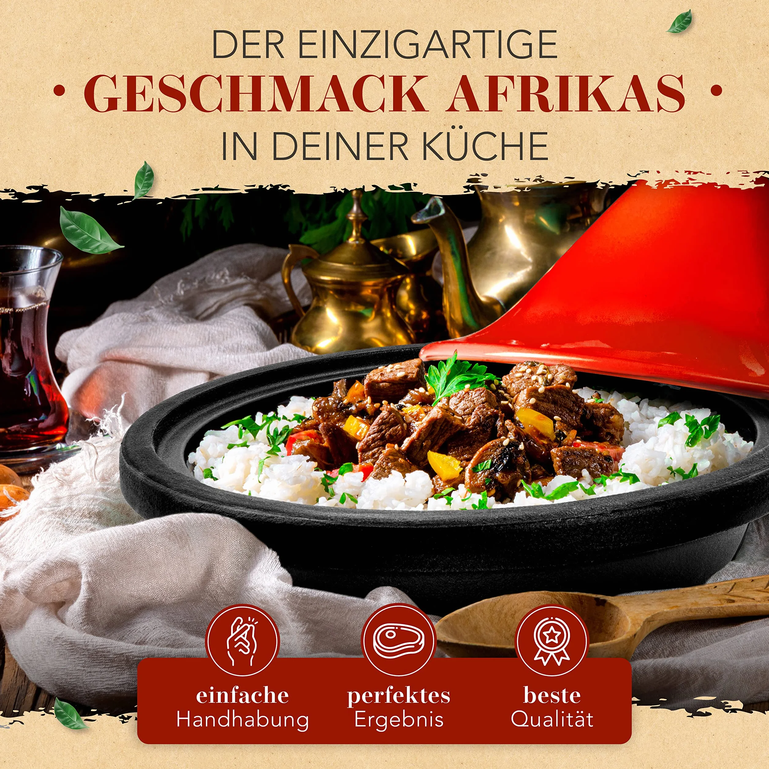 KRUSTENZAUBER Żeliwny Tagine Garnek dla 2-4 Osób do Indukcji i Piekarnika