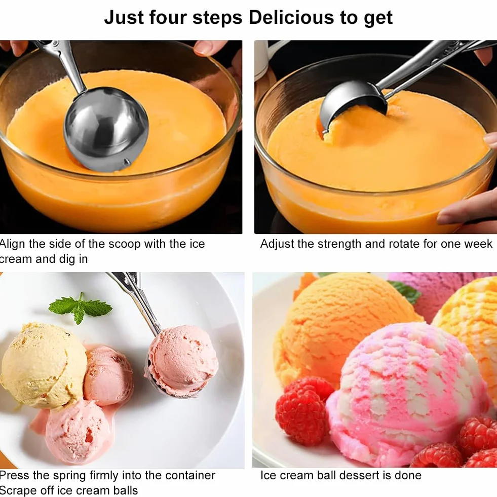 Łyżka do lodów, łyżka do lodów, łyżka do lodów z wyzwalaczem, miarka do lodów, łyżka do lodów ze stali nierdzewnej, do lodów, melon, klopsiki