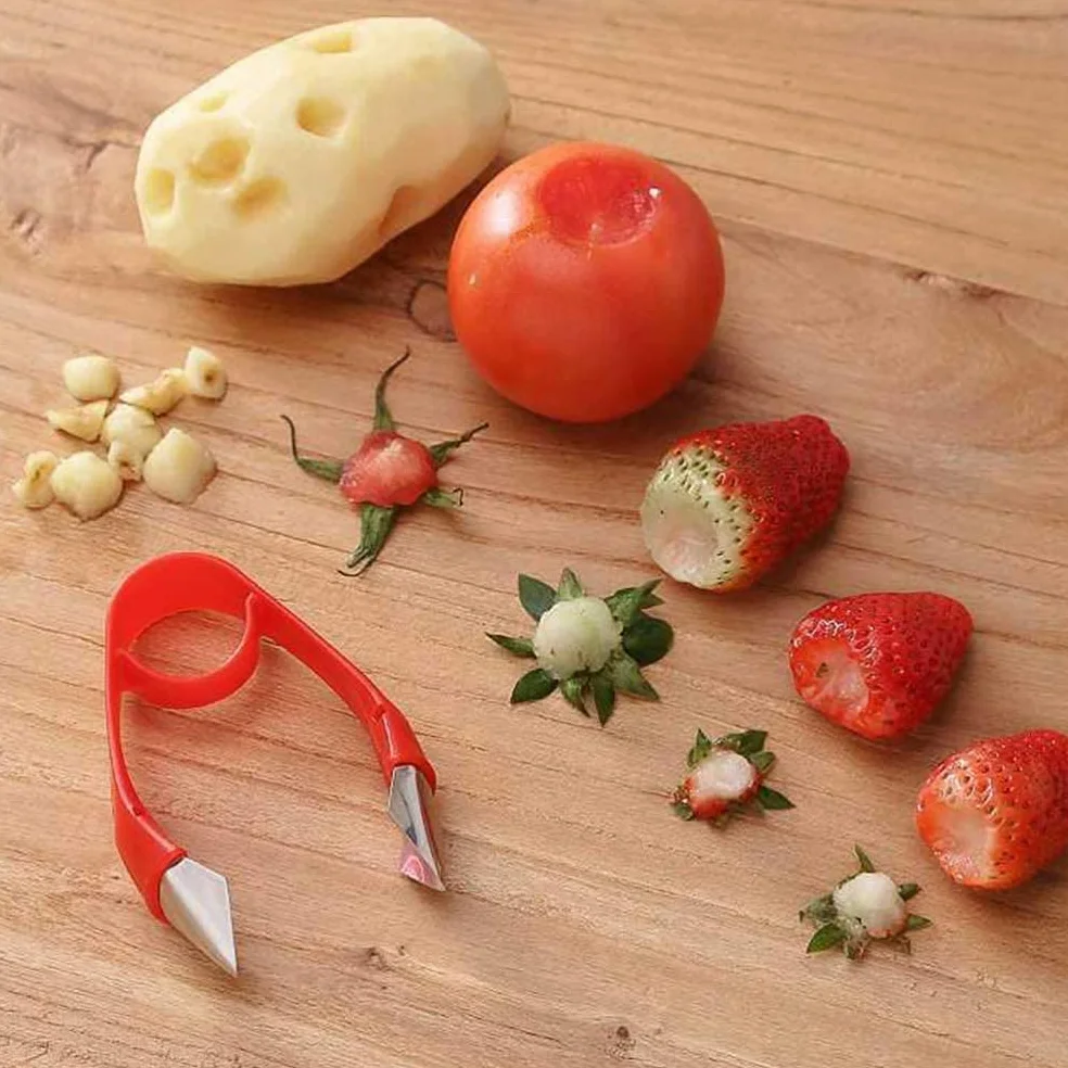 LATRAT 2 sztuki usuwania pestek truskawek ze stali nierdzewnej 9,5 x 2 cm akcesoria kuchenne