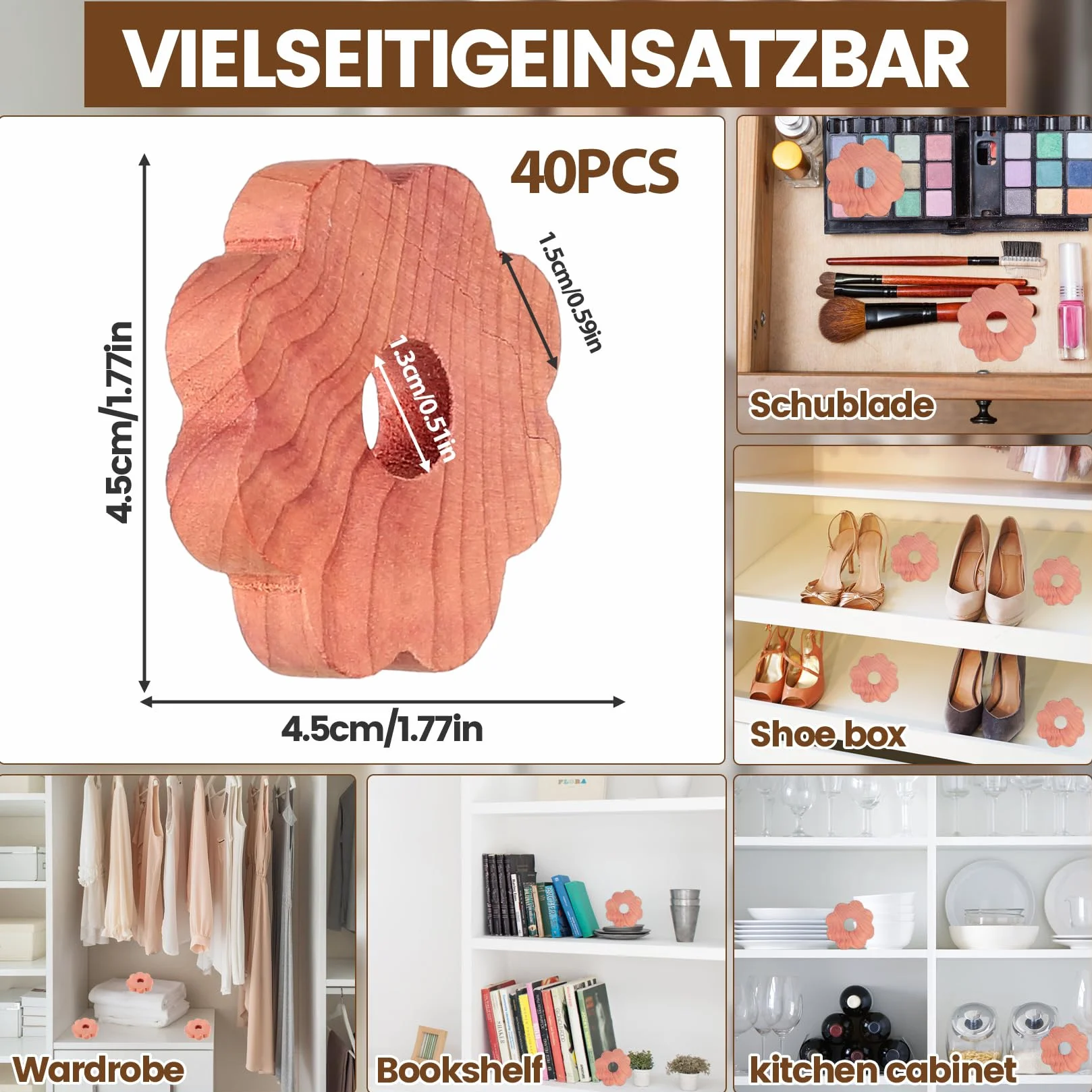 Aromatyczne pierścienie cedrowe z naturalnego drewna, krążki z wzorem kwiatowym do szaf i szuflad