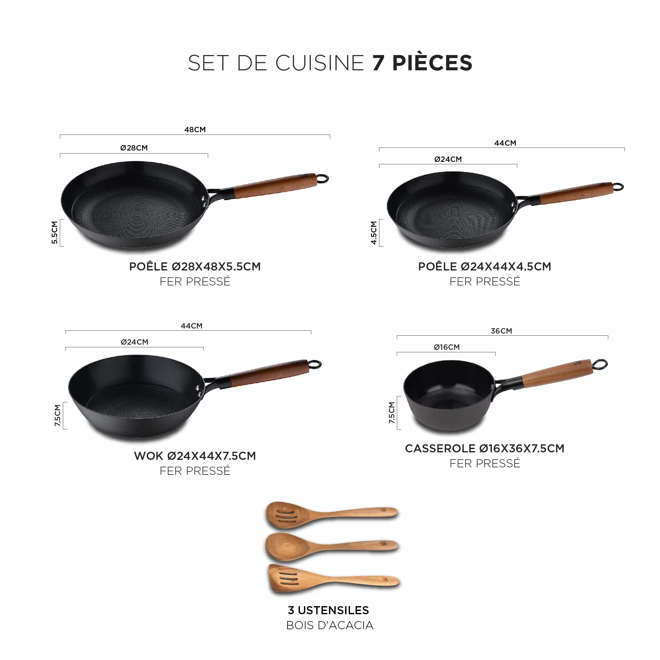 MasterPRO ODIN zestaw do gotowania: patelnia 28 cm, Wok 24 cm, patelnia 24 cm, rondel 16 cm, nieprzywierająca powłoka ceramiczna