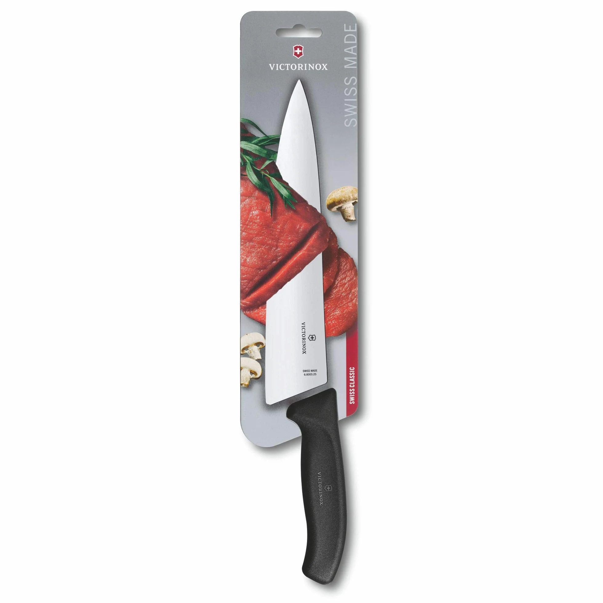 Victorinox Swiss Classic Tranchiermesser, extra scharfe Klinge, gerader Schliff, Kunststoff-Griff, Schwarz, spülmaschinengeeignet