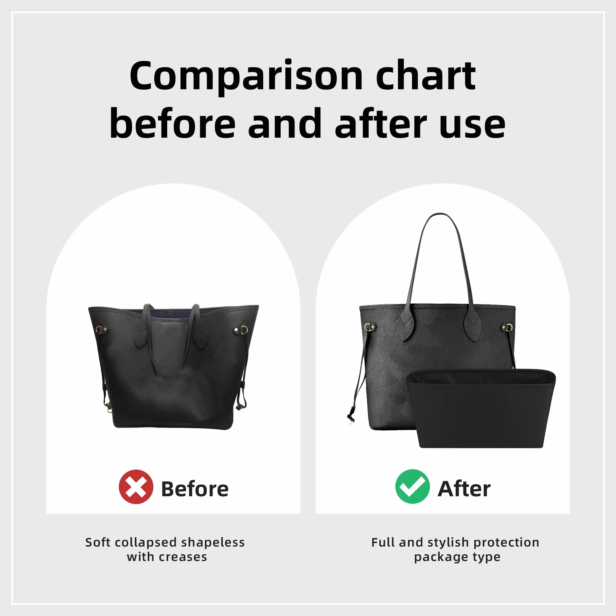 DGAZ Jedwabny organizer do torebek pasuje do LV Neverfull PM/MM/GM, jedwabiście gładki w dotyku, luksusowa torebka i torba do modelowania (czarny, MM)