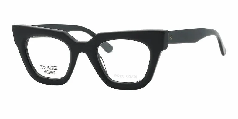 Enrico Coveri Okulary ECV154 dla kobiet, okulary korekcyjne, pasują do wszystkich rodzajów soczewek, czarne