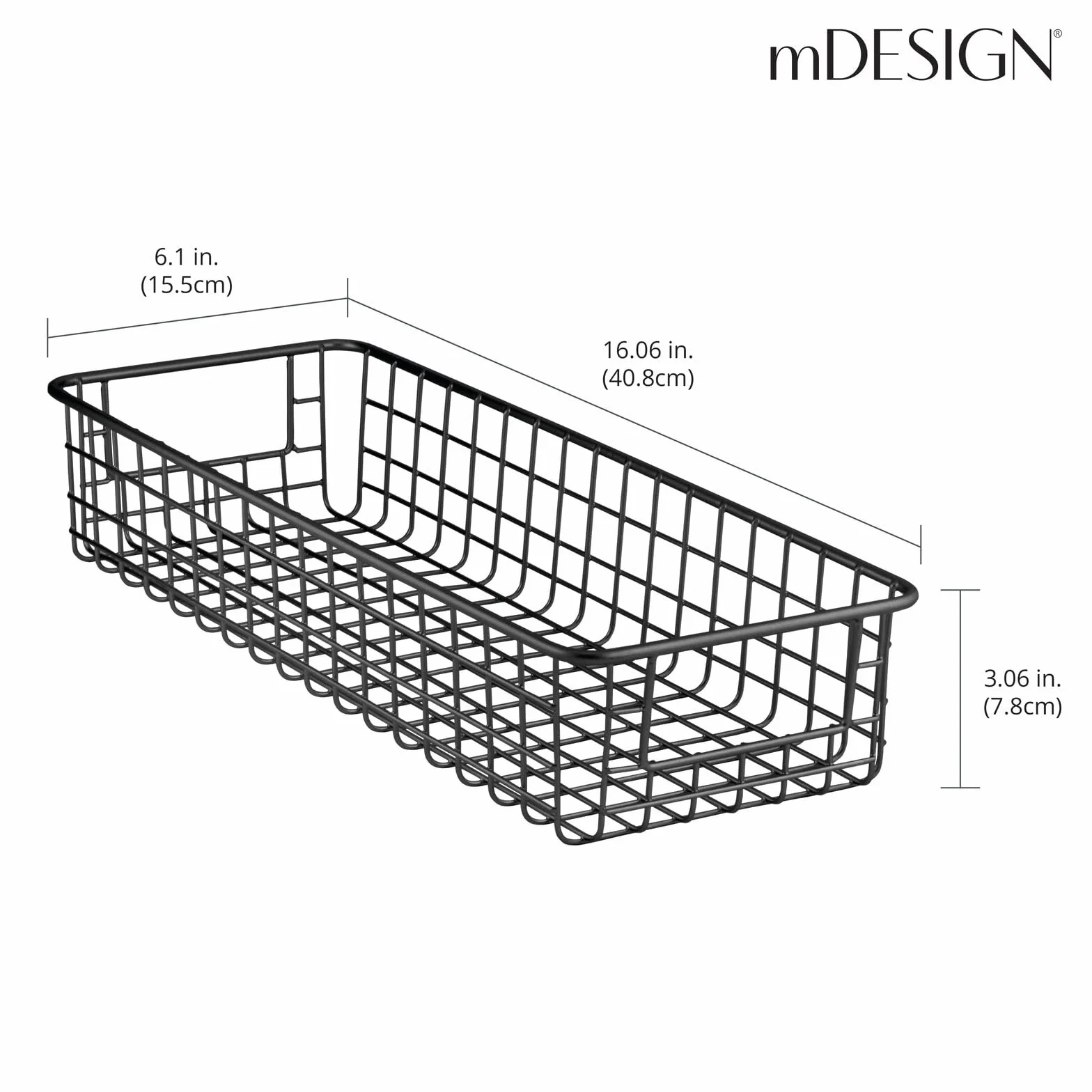 mDesign Zestaw 2 uniwersalnych koszyków drucianych do przechowywania z uchwytami