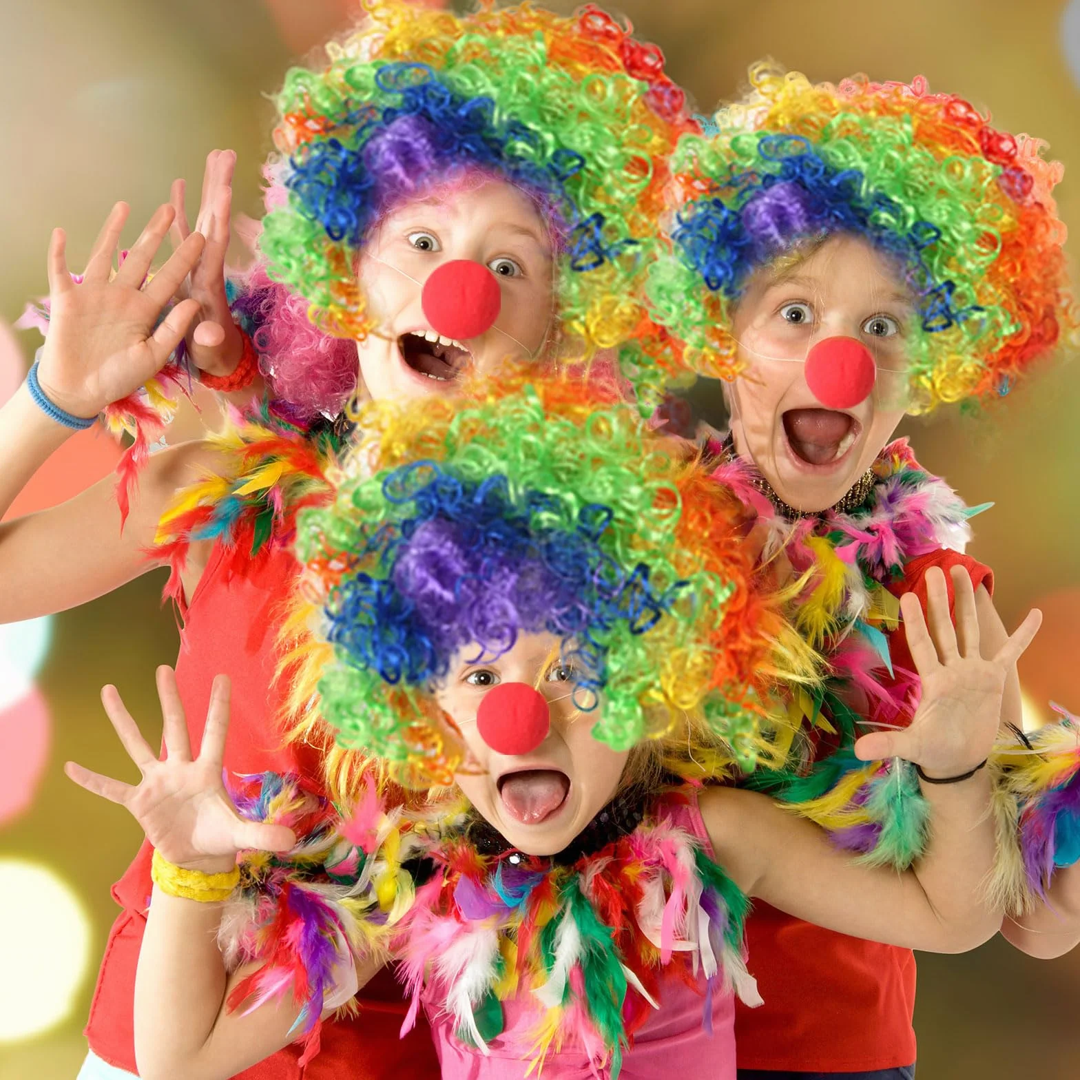 MIVAIUN 4 szt. Peruka Klaun Klaun Nos Klauna Akcesoria do kostiumu Klauna na Wielkanoc Artystyczny Cosplay Kostium karnawałowy JGA Akcesoria do kostiumów (4 sztuki)