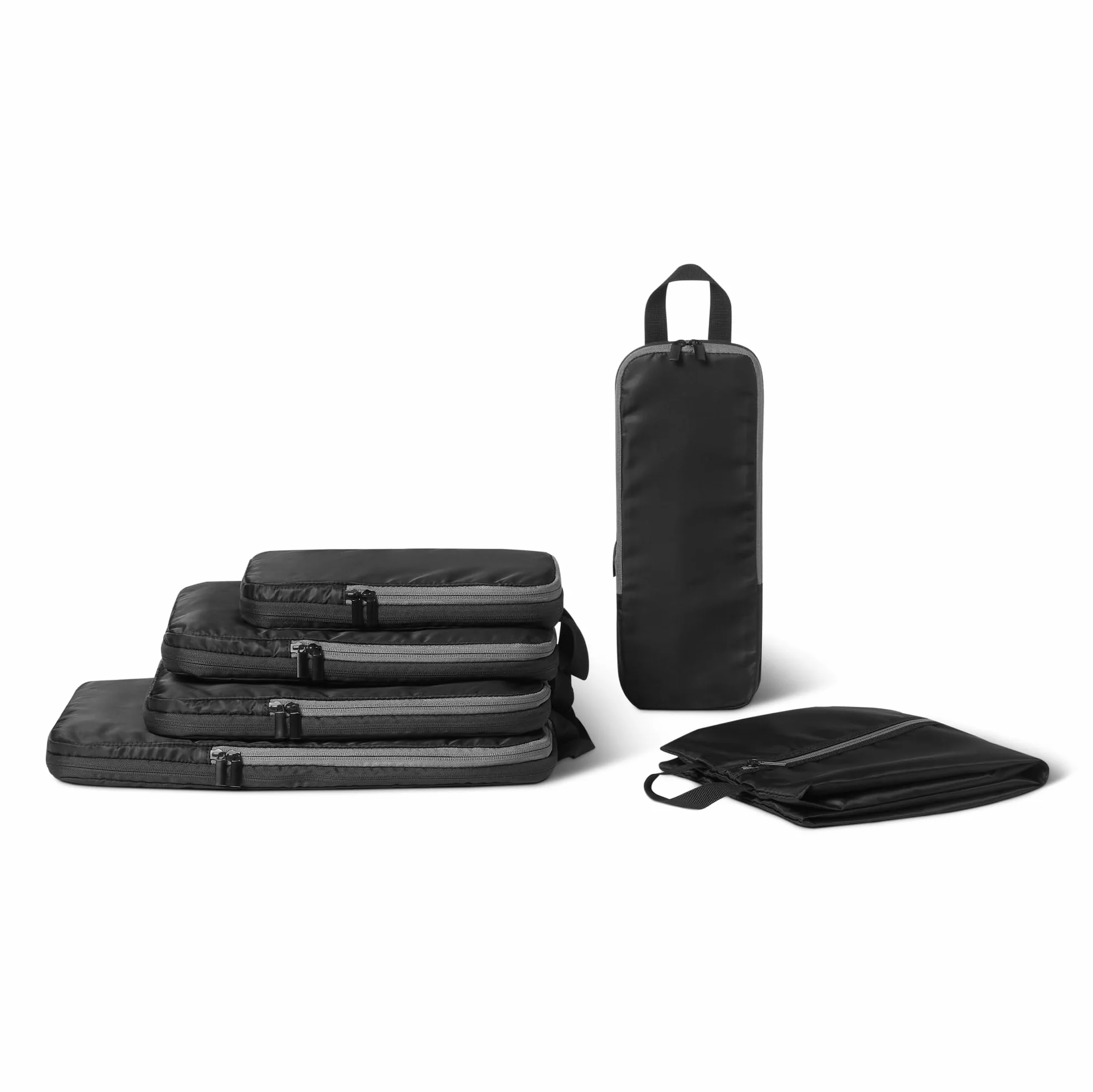 Amazon Essentials Ultralekkie kompresyjne kostki do pakowania, organizer do pakowania, czarny, 6 sztuk, ultralekka kompresja, Czarny, 6pack, Ultralekka kompresja