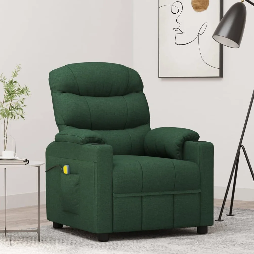 Fotel do masażu ciemnozielony materiał