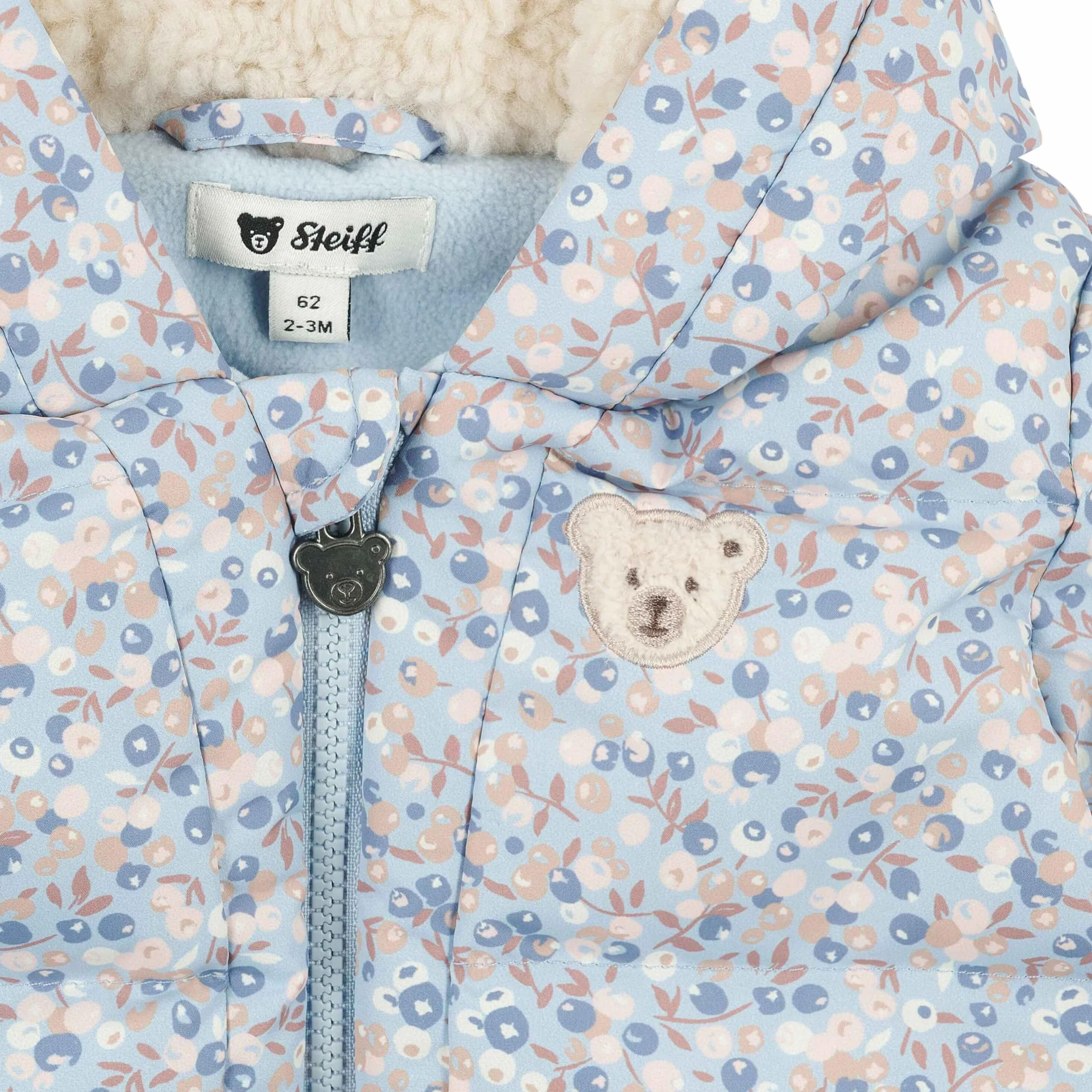 Steiff Kurtka EU rozmiar 80 kaszmirowa, kurtka outdoorowa, kurtka zimowa dla dzieci, ciepła i wygodna, można prać w pralce, Cashmere Blue, 80