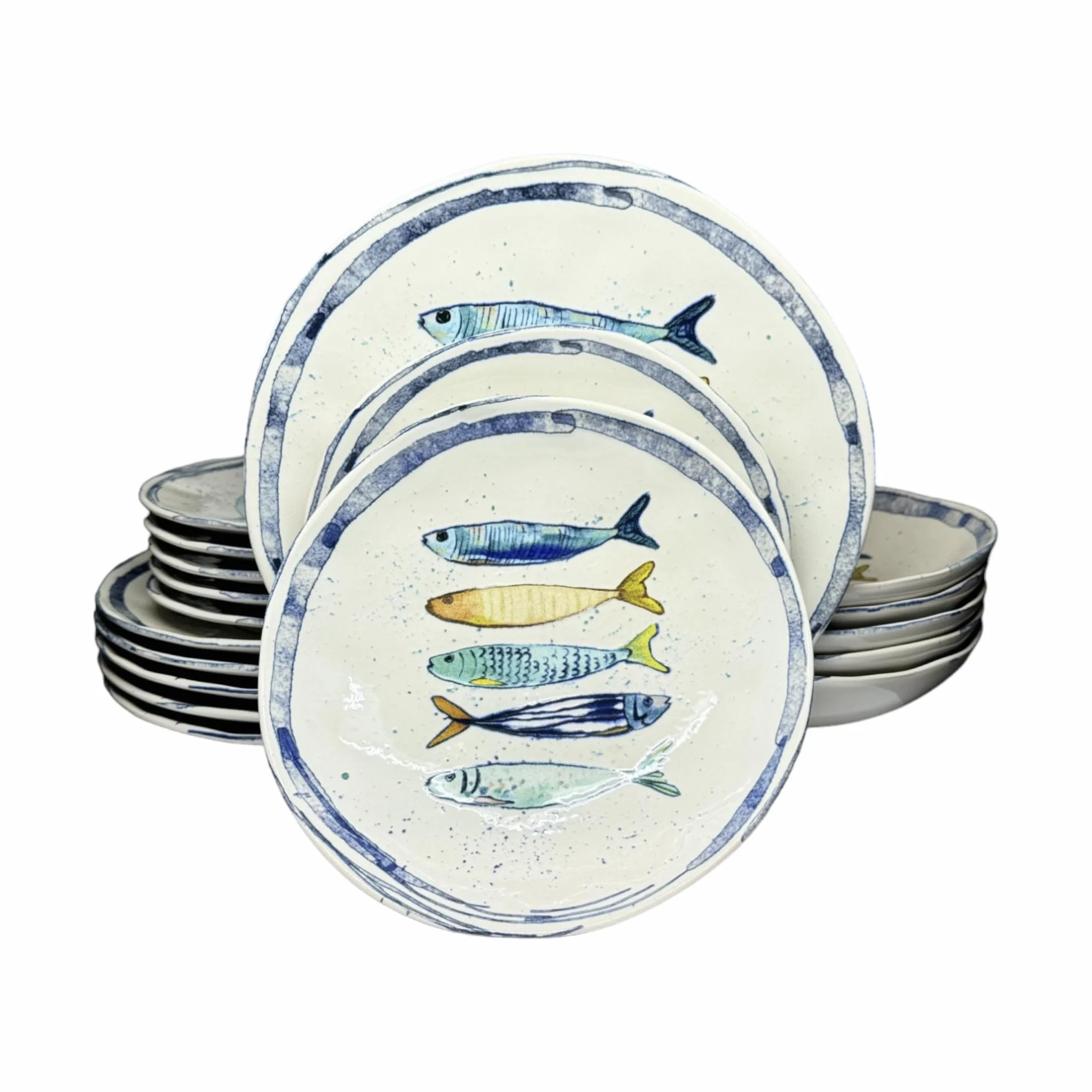 La Mediterranean 18 talerzy dla 6 osób talerze obiadowe deserowe do zupy 26 cm 20 cm