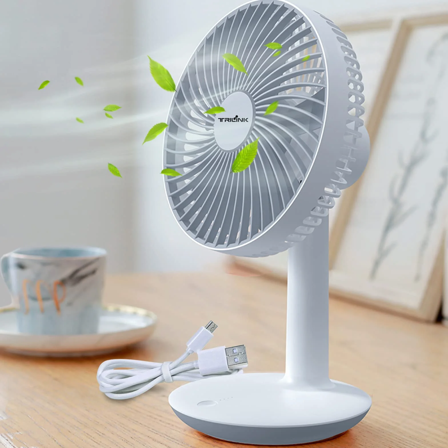 6-Inch Rechargeable Portable Desk Fan, Battery-Operated USB Table Fan with 4 Speed Levels, Mini Silent Fan for Home Office Camping
