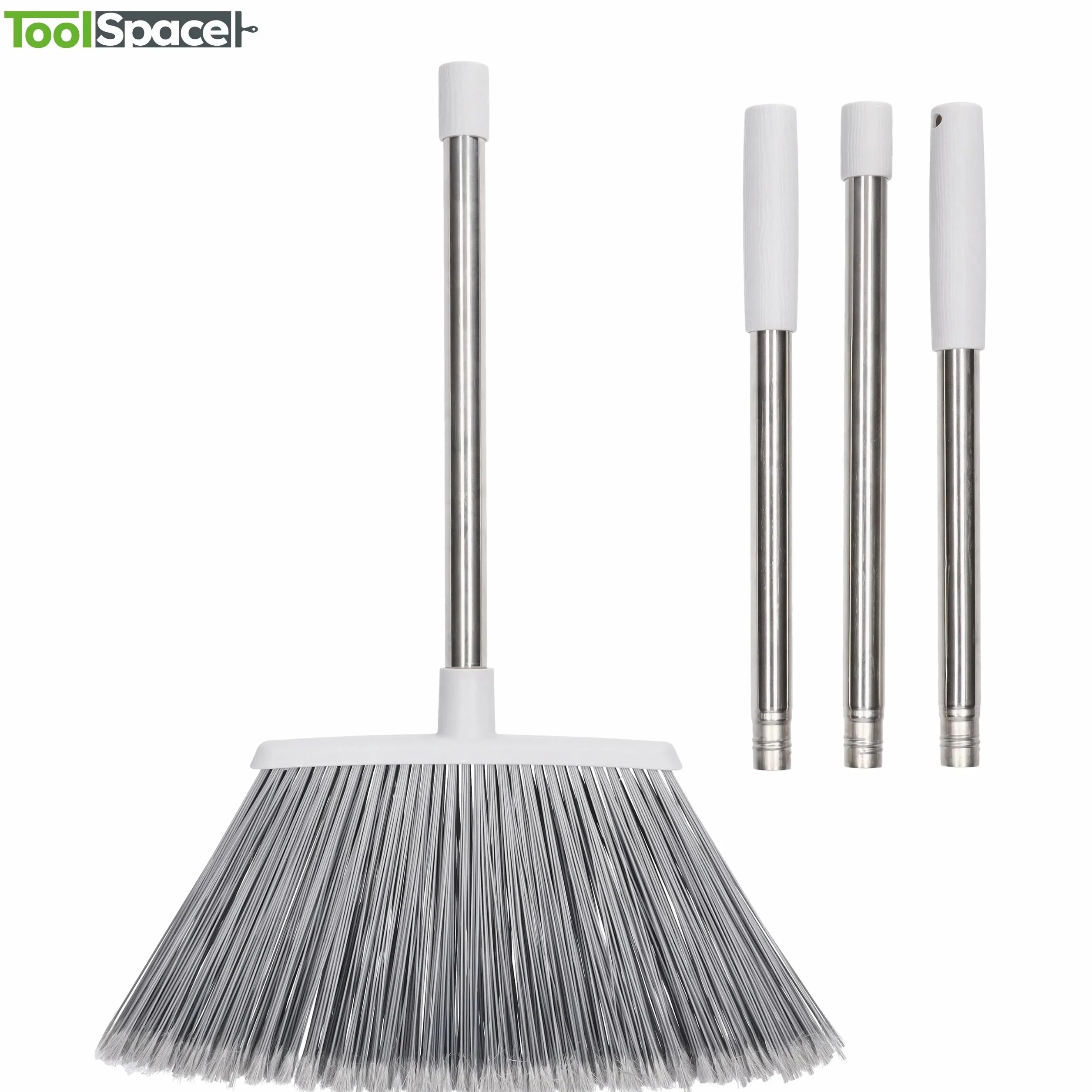 ToolSpace Szczotka Zmiotka Miotła z Długim Kijem Szara Stalowy Kij