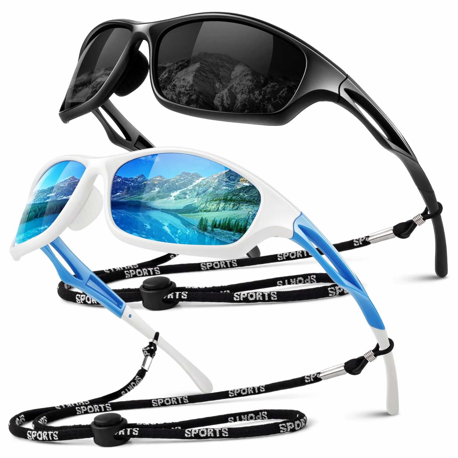 LINVO Męskie okulary przeciwsłoneczne, polaryzacyjne, lustrzane, TR90, okulary sportowe, do jazdy samochodem, wędkowania, okulary rowerowe ze 100% ochroną UV400, Cat 3 CE
