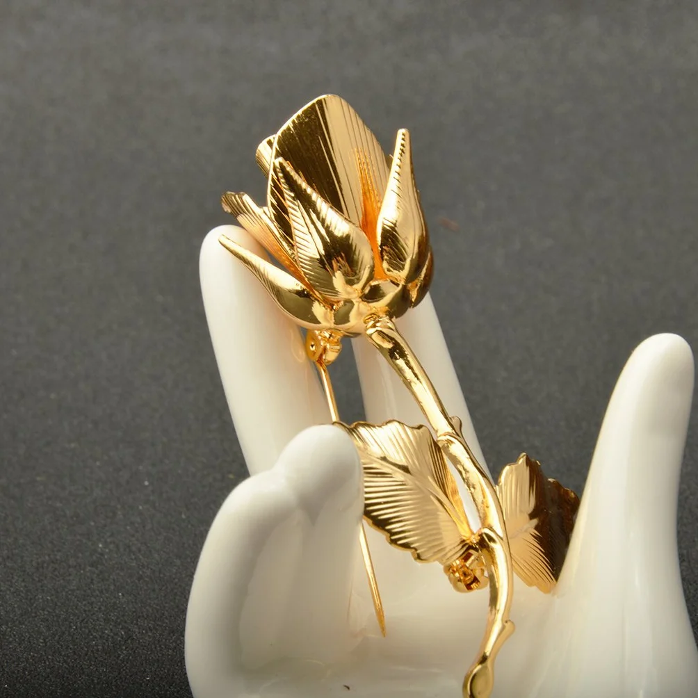 Elegancka, pozłacana 24-karatowa broszka dla mężczyzn, garnitur ślubny, pan młody Jewelry – złoto-żółta