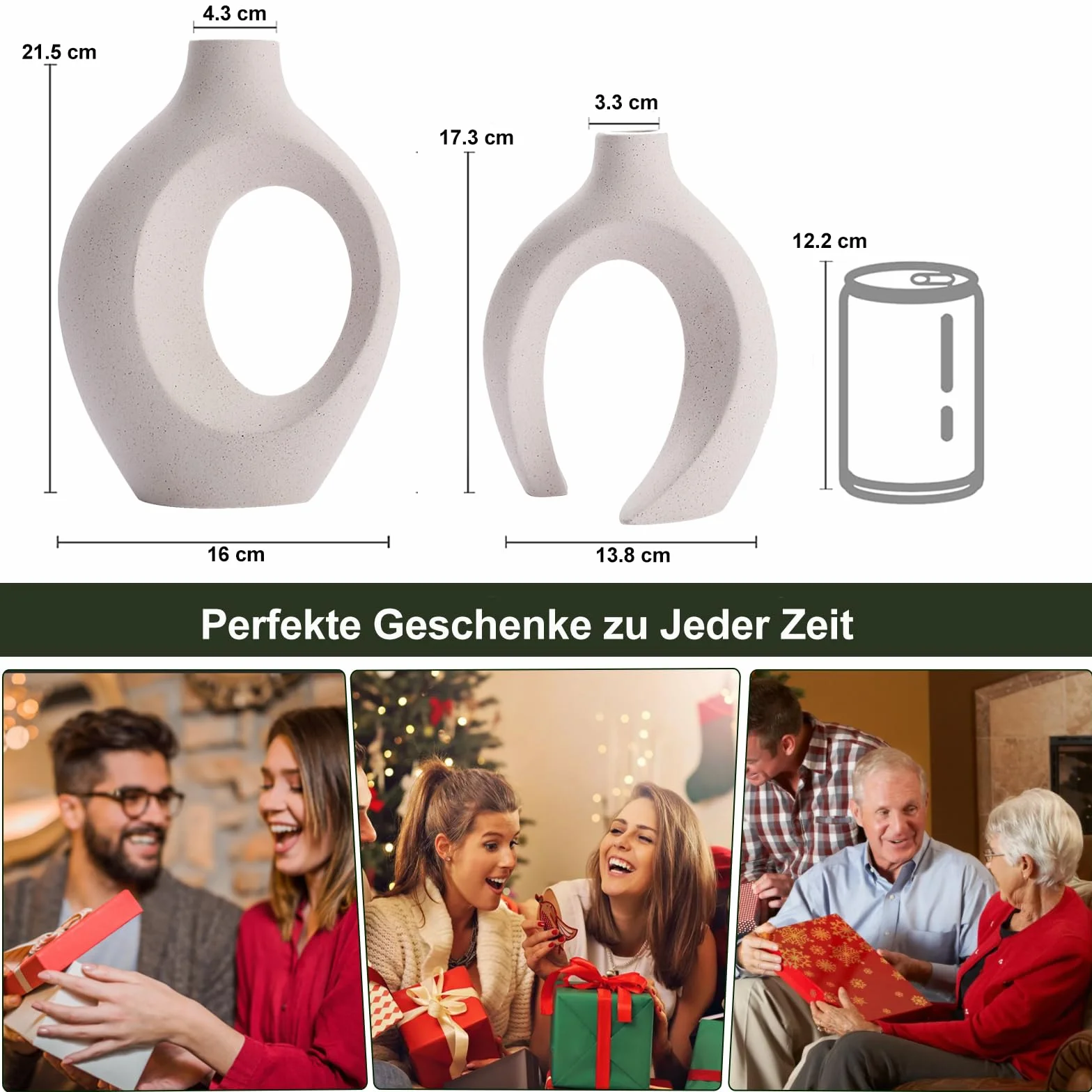 Ceramiczne wazony na kable zestaw 2 biały nordycki okrągłe doniczki