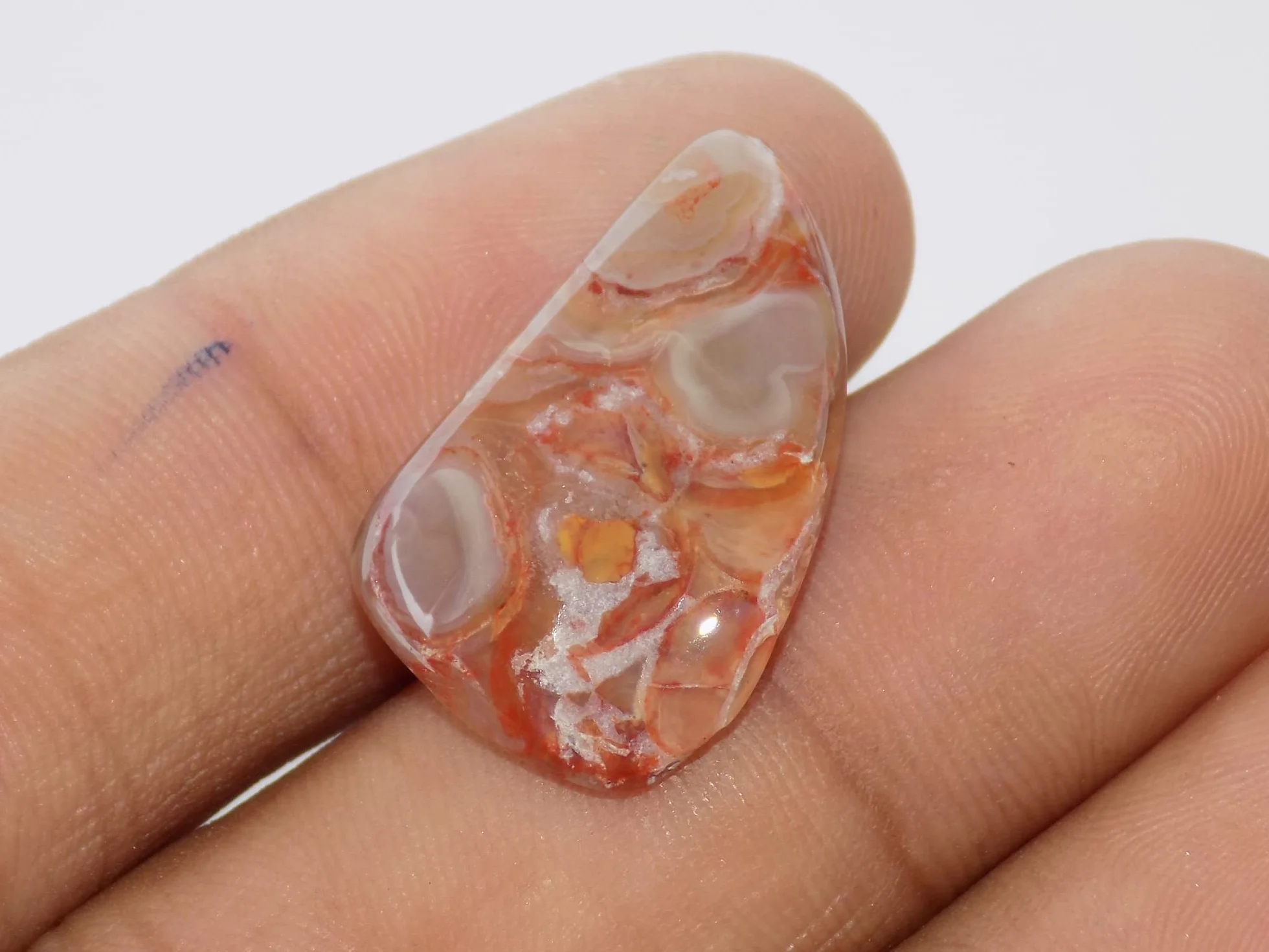 Szalony koronkowy agat kamień szlachetny, fantazyjny kształt 24 x 17 x 4 mm, 11 ct designerski koronkowy agat graficzny kamień SC-3239, 24x17x4mm, kamień szlachetny, szalony agat koronka