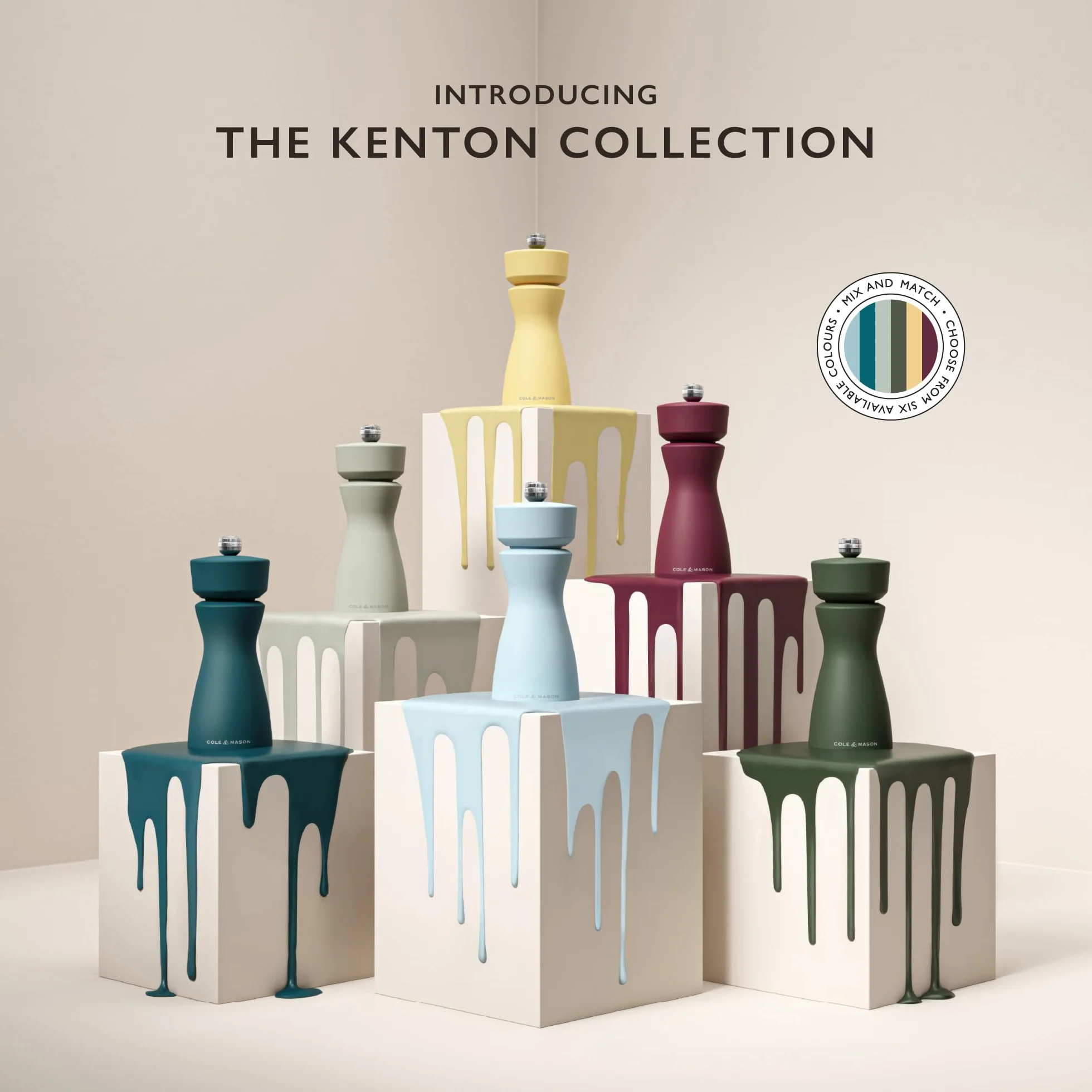 Cole & Mason Kenton młynek do soli i pieprzu 15 cm ceramiczny