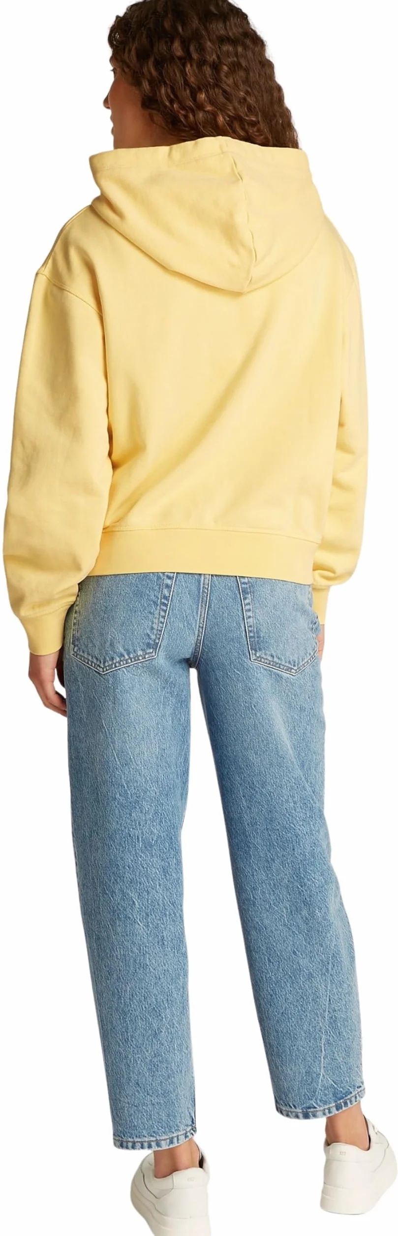 Tommy Hilfiger Damska bluza z kapturem REG z kontrastową flagą WW0WW45979, Żółty (Citronella), L