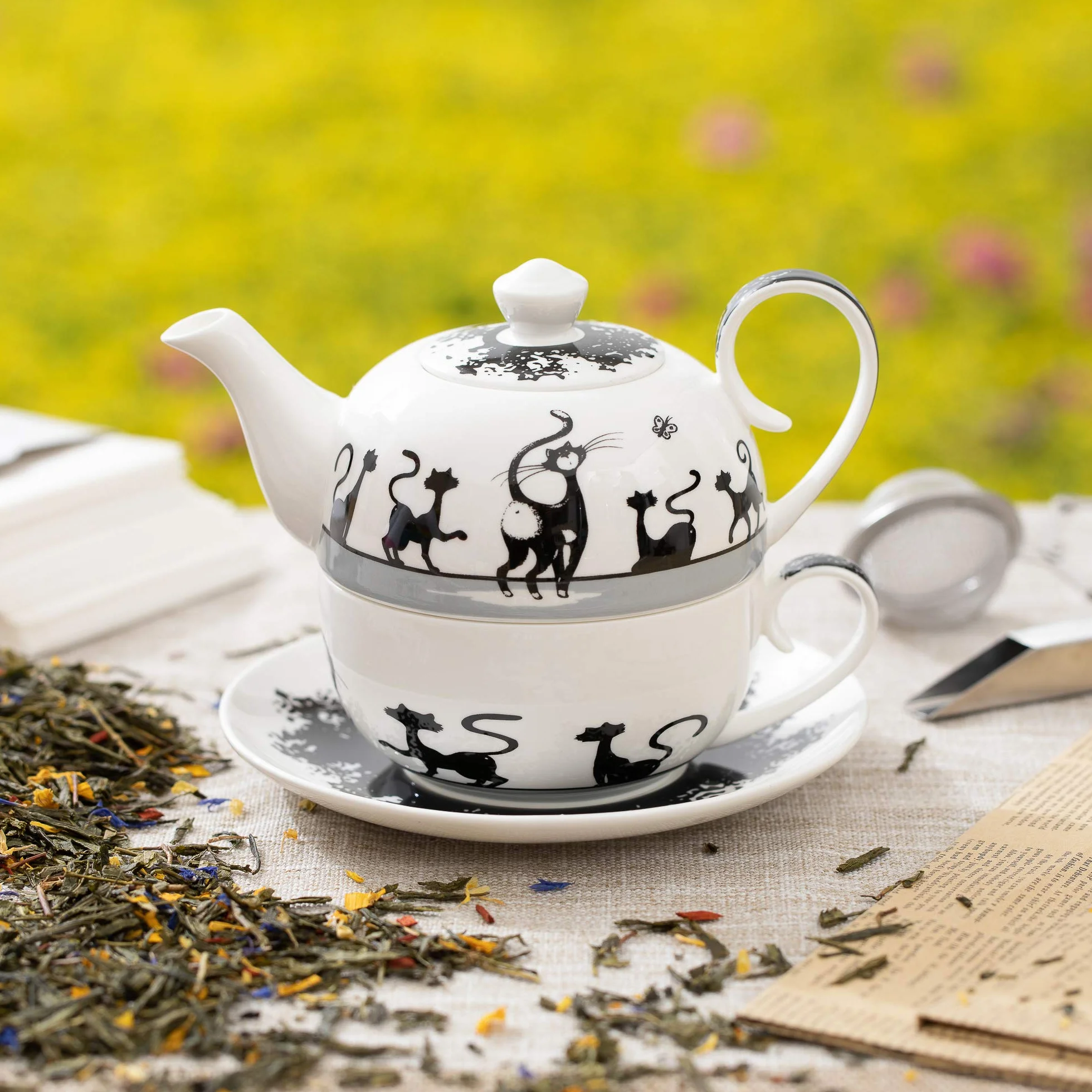 Jameson & Tailor Tea for one 4-częściowy zestaw koty biały