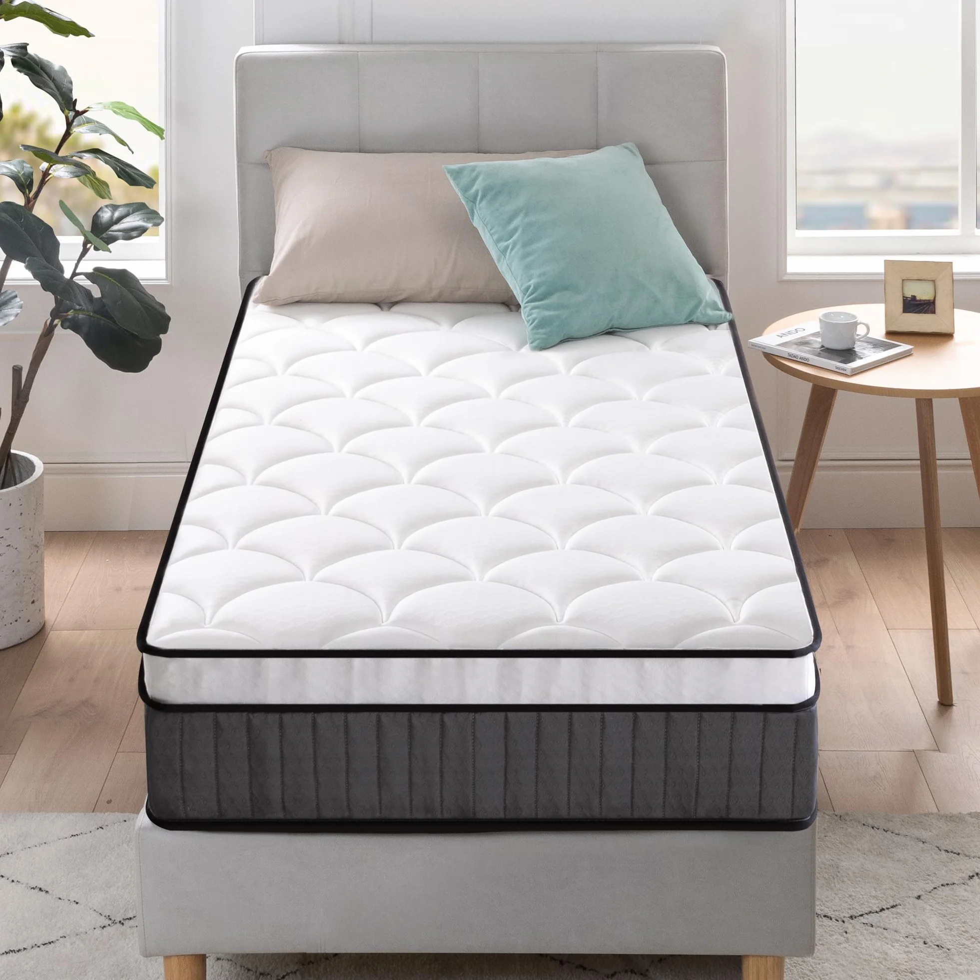 Zinus Materac hybrydowy, Memory Foam, biały, pojedynczy