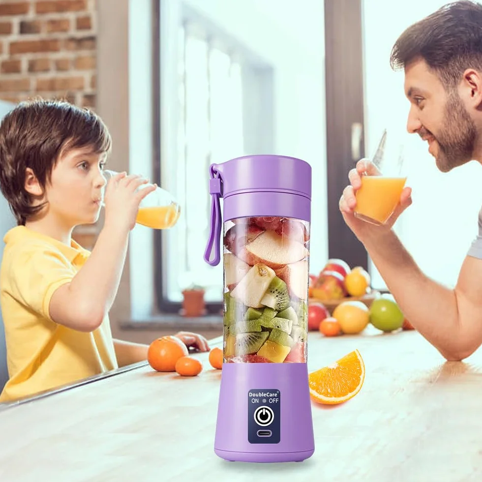 Przenośny blender USB 380 ml, sześć ostrzy, jasnofioletowy
