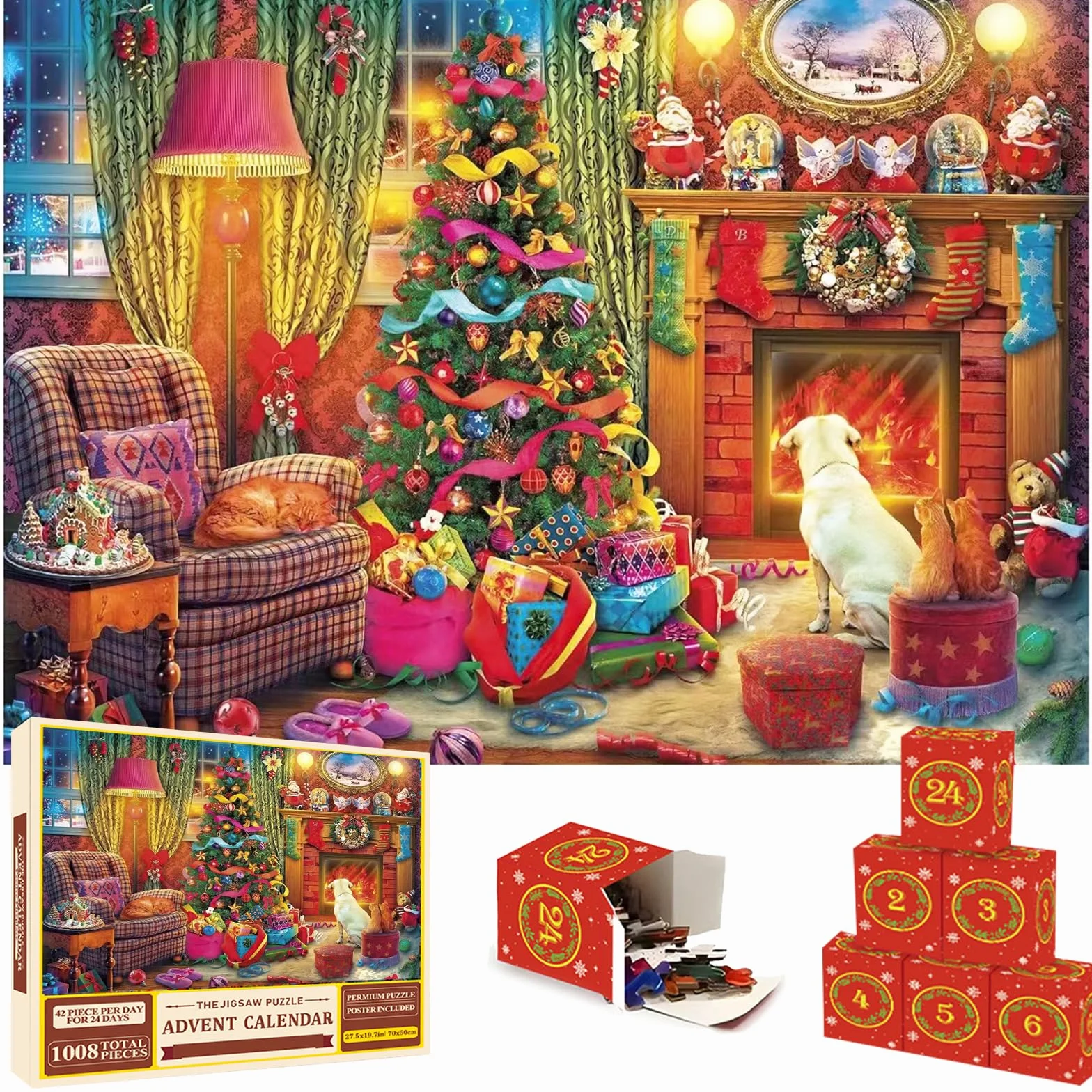 Kalendarz Adwentowy Puzzle Boże Narodzenie 24 Dni Odliczanie dla Dzieci Dorosłych Rodziny