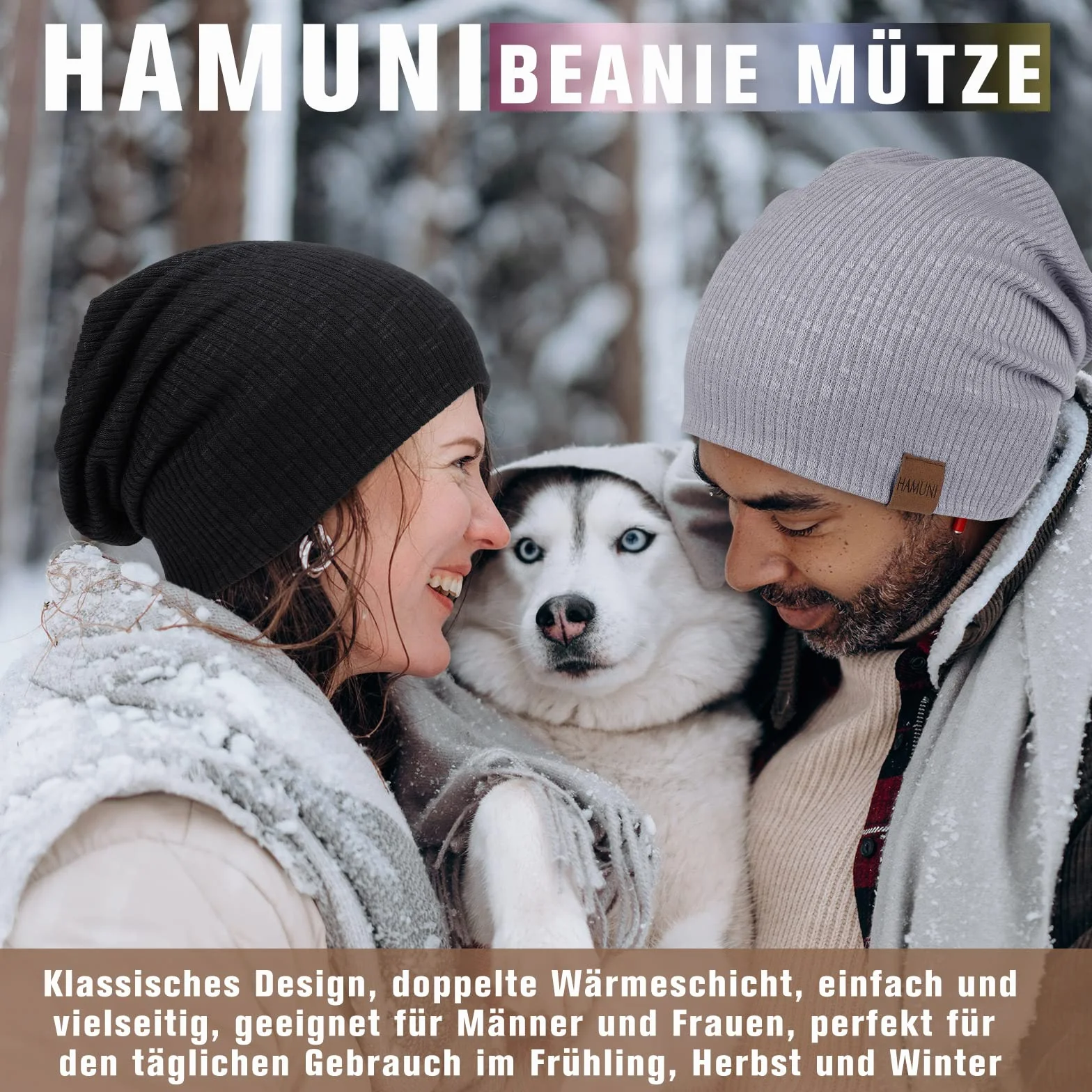 Hamuni Slouch Beanie Czapka damska, męska, elastyczna, miękka, wygodna, z dżerseju, klasyczna, modna, długa czapka typu beanie, idealna na wiosnę, jesień i zimę, szary, jeden rozmiar