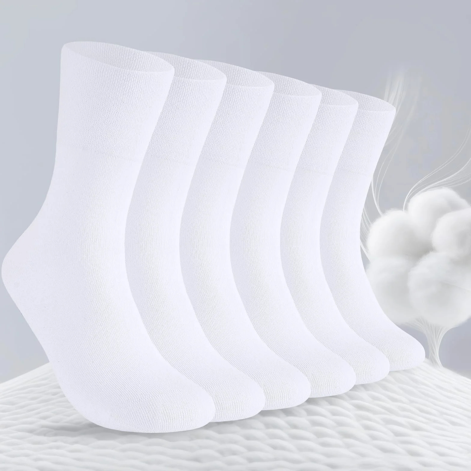 SockWaddles Skarpety Dla Diabetyków (6 Par) Bez Ściągacza I Bez Szwów 97% Bawełna Skarpety Bez Ściągacza Z Komfortowym Ściągaczem Dla Kobiet I Mężczyzn, Czarny Biały I Szary, Rozmiar 35-50