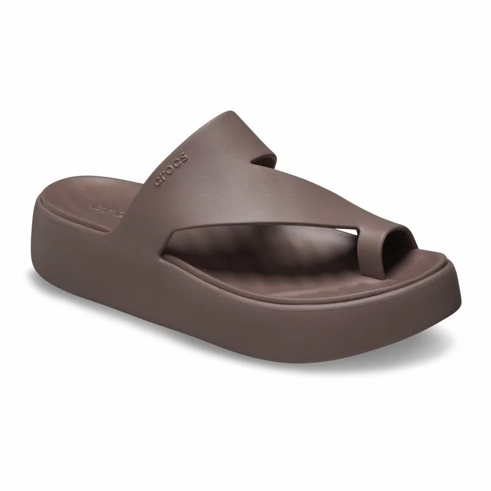 Crocs Damskie sandały na platformie Getaway Toe Loop, Trufla, 9