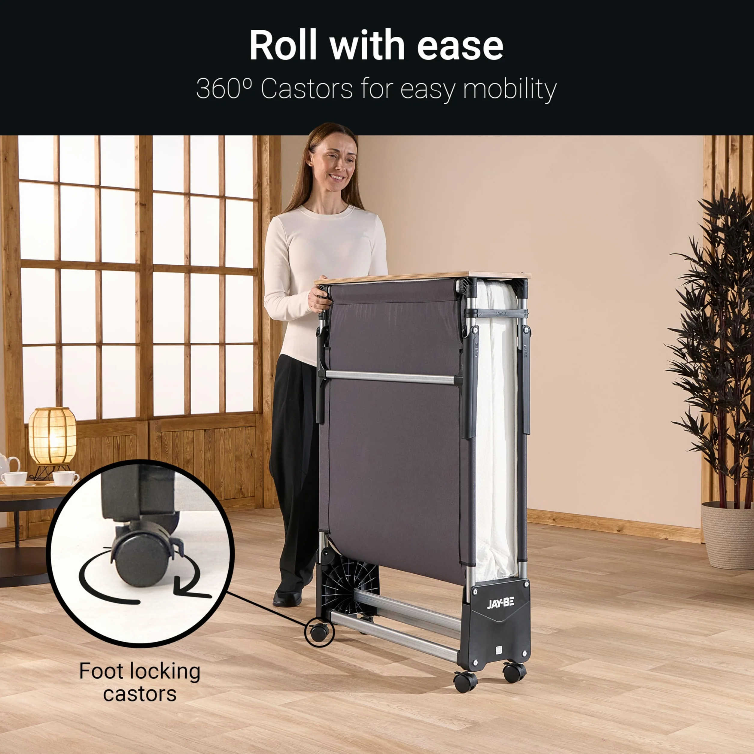JAY-BE® RM80 składane łóżko składane z materacem pamięciowym, pojedyncze