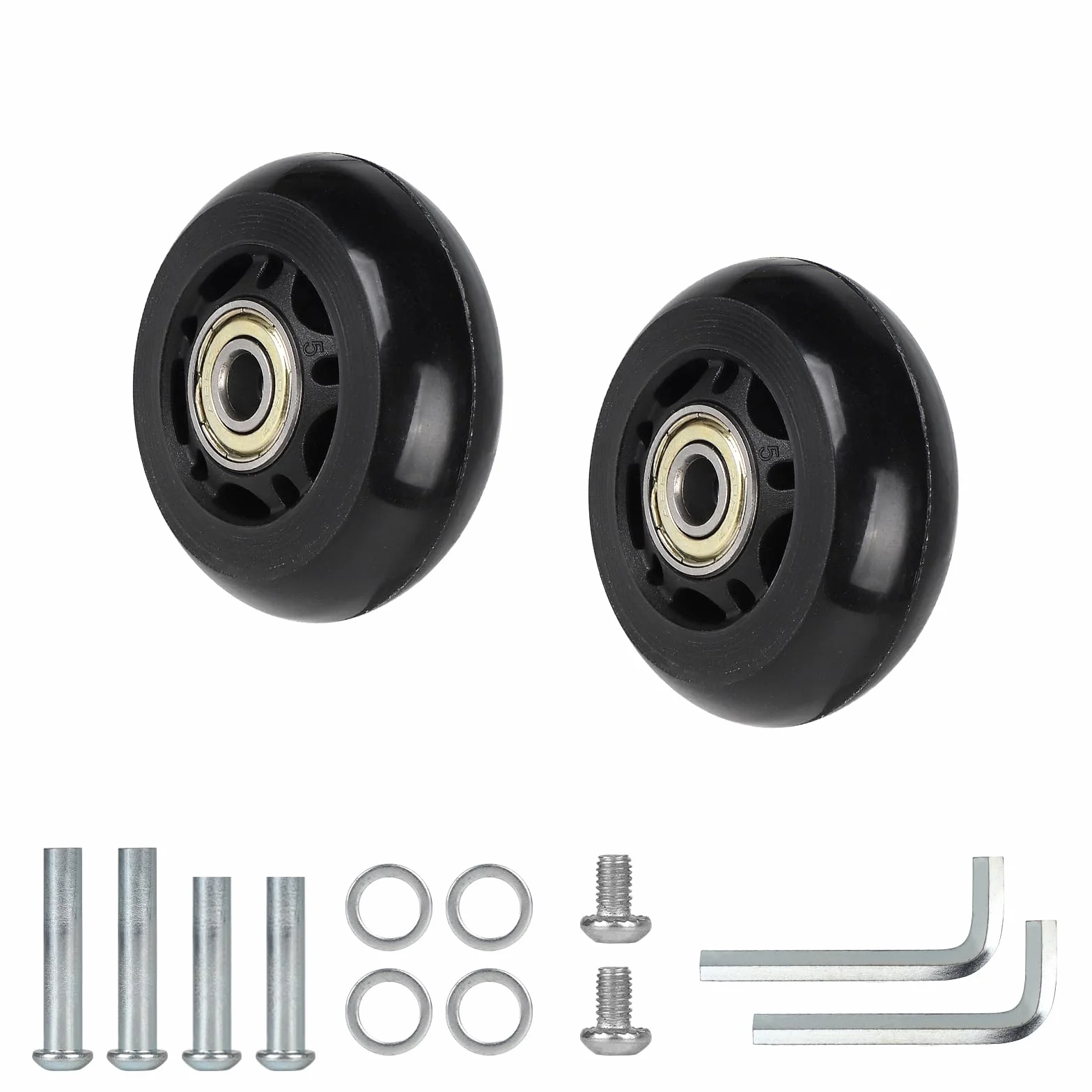 CPROSP 2X Koła do walizek 60 mm*24 mm, Uniwersalne Koła do Wózków Podróżnych, Zamienne Koła do Walizek, Zamienne Koła do Wózków i Bagażu, Łatwa Instalacja