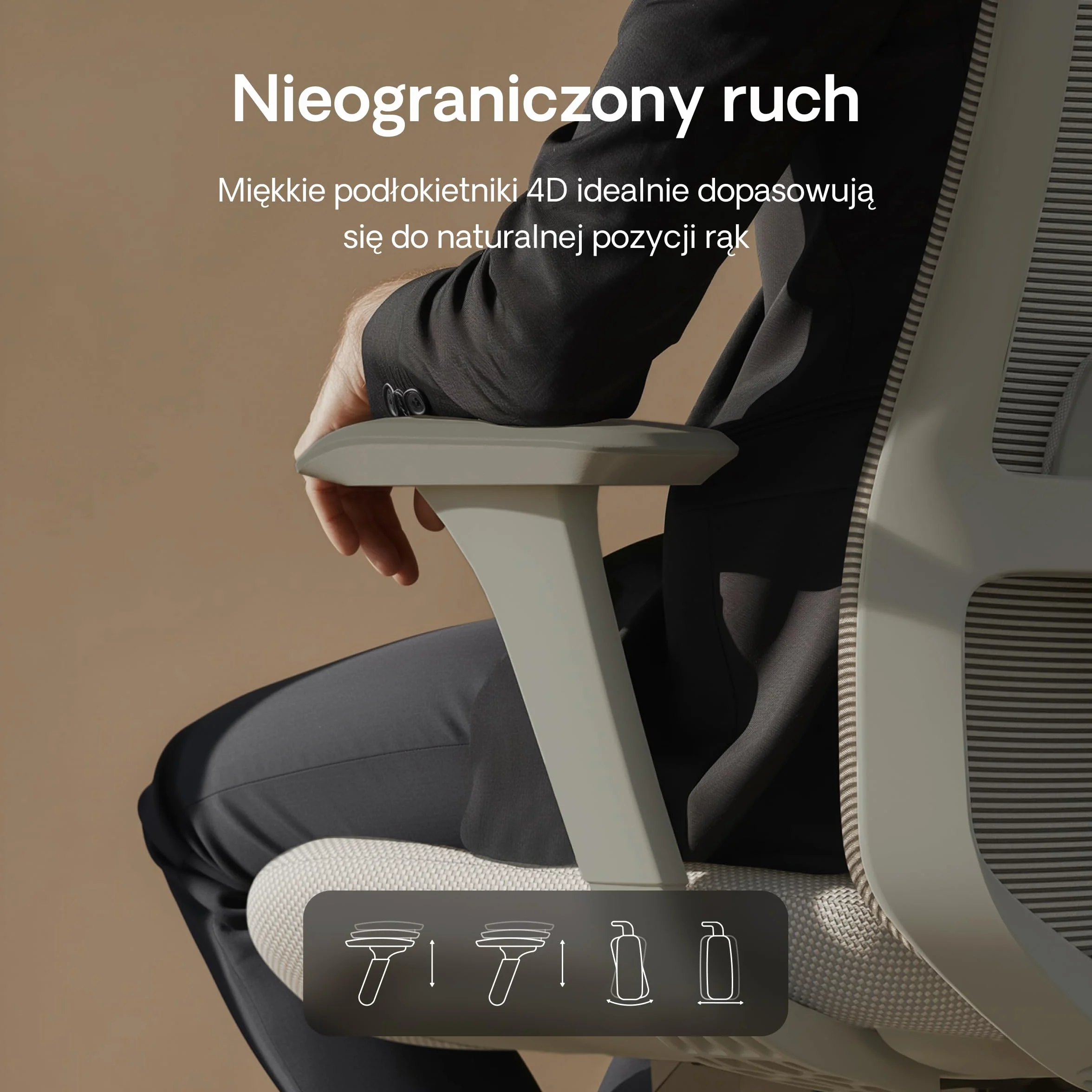 Desktronic Regulowane Ergonomiczne Krzesło Biurowe z Podparciem Lędźwiowym, Regulacja Wysokości, Oddychająca Tkanina