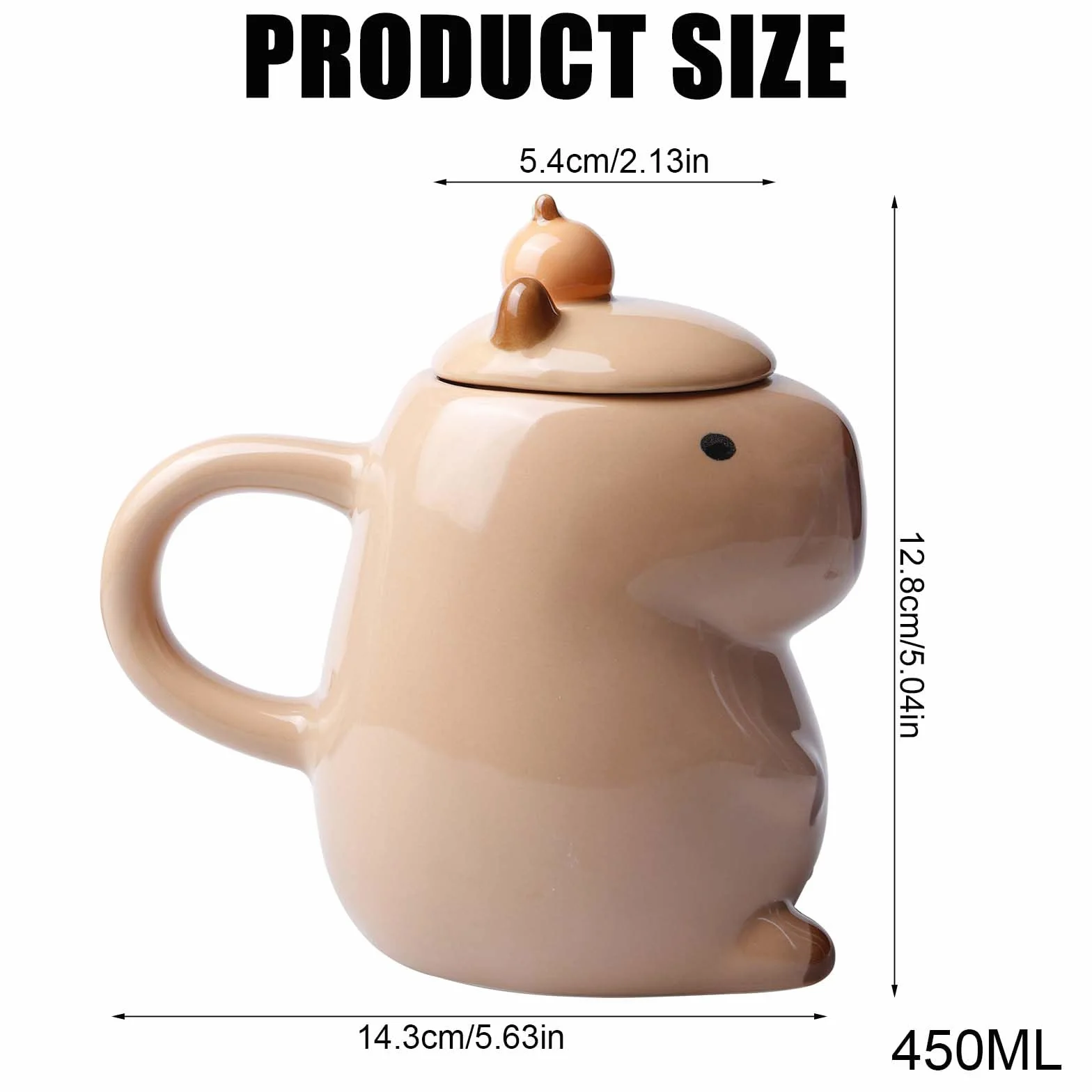 Kubek Capybara 3D ceramiczny 450 ml z pokrywką