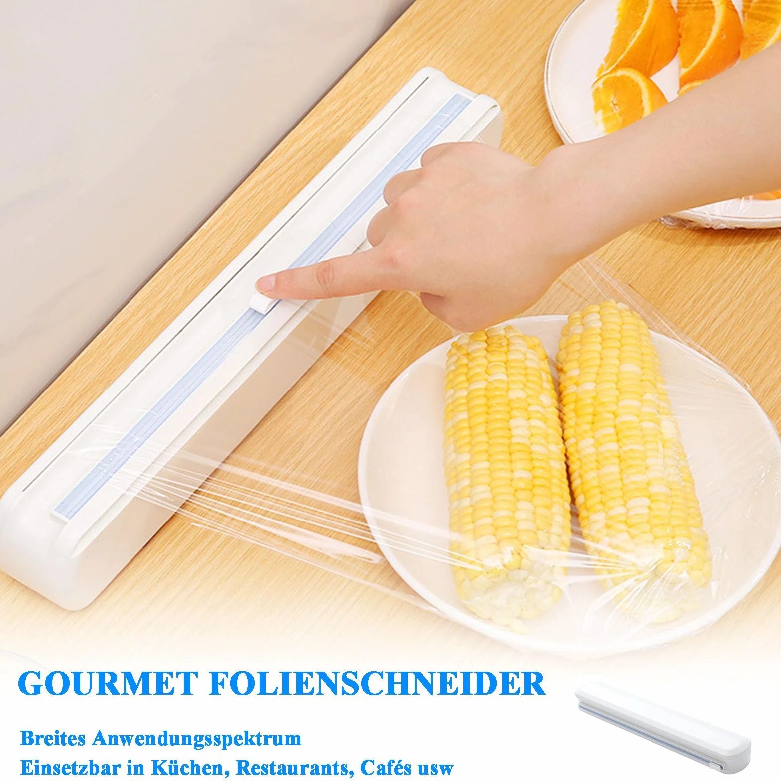 Gourmet 2 przecinarki do folii, dozownik folii z tworzywa sztucznego z przesuwnym nożem, krajalnica do folii spożywczej do kuchni, do folii spożywczej o długości ≤ 32 x 4,5 cm