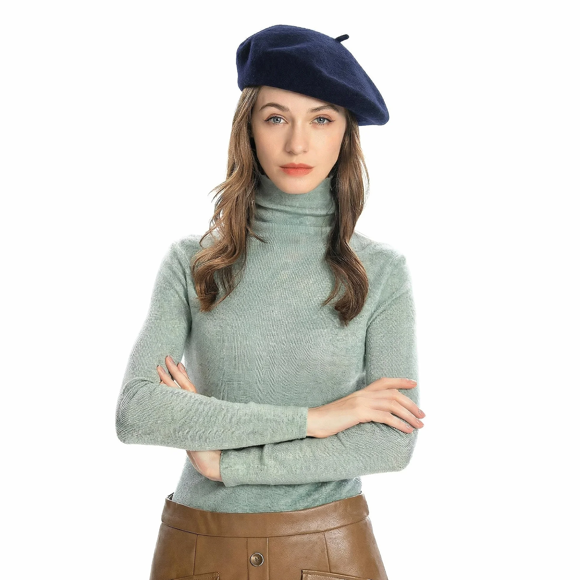ZLYC Damski klasyczny beret w stylu francuskiego artysty, granatowy, jeden rozmiar