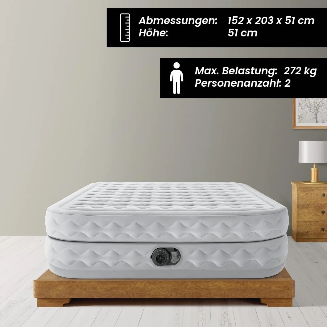 Intex 64490ND - Materasso Dura-Beam Supreme Air-Flow Autogonfiante, 152x203x51 cm