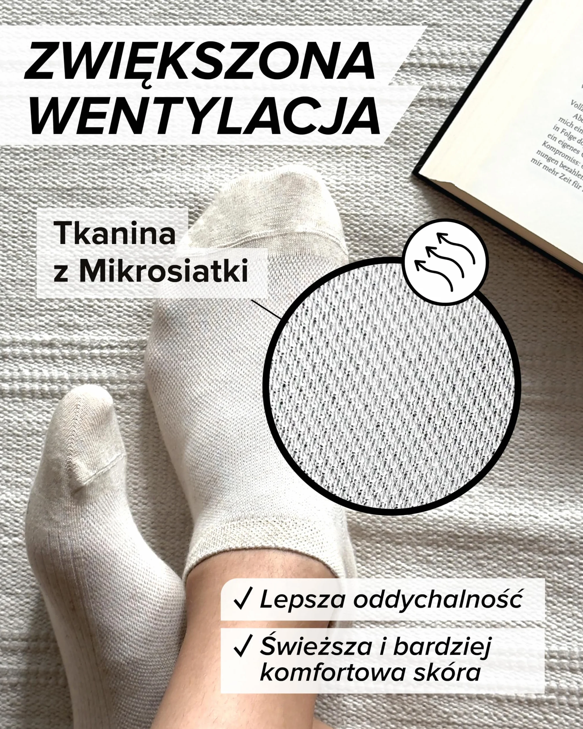 VITSOCKS Skarpety Lniane Bawełniane Krótkie do Kostek Męskie (4 PARY) Cienkie Świeże