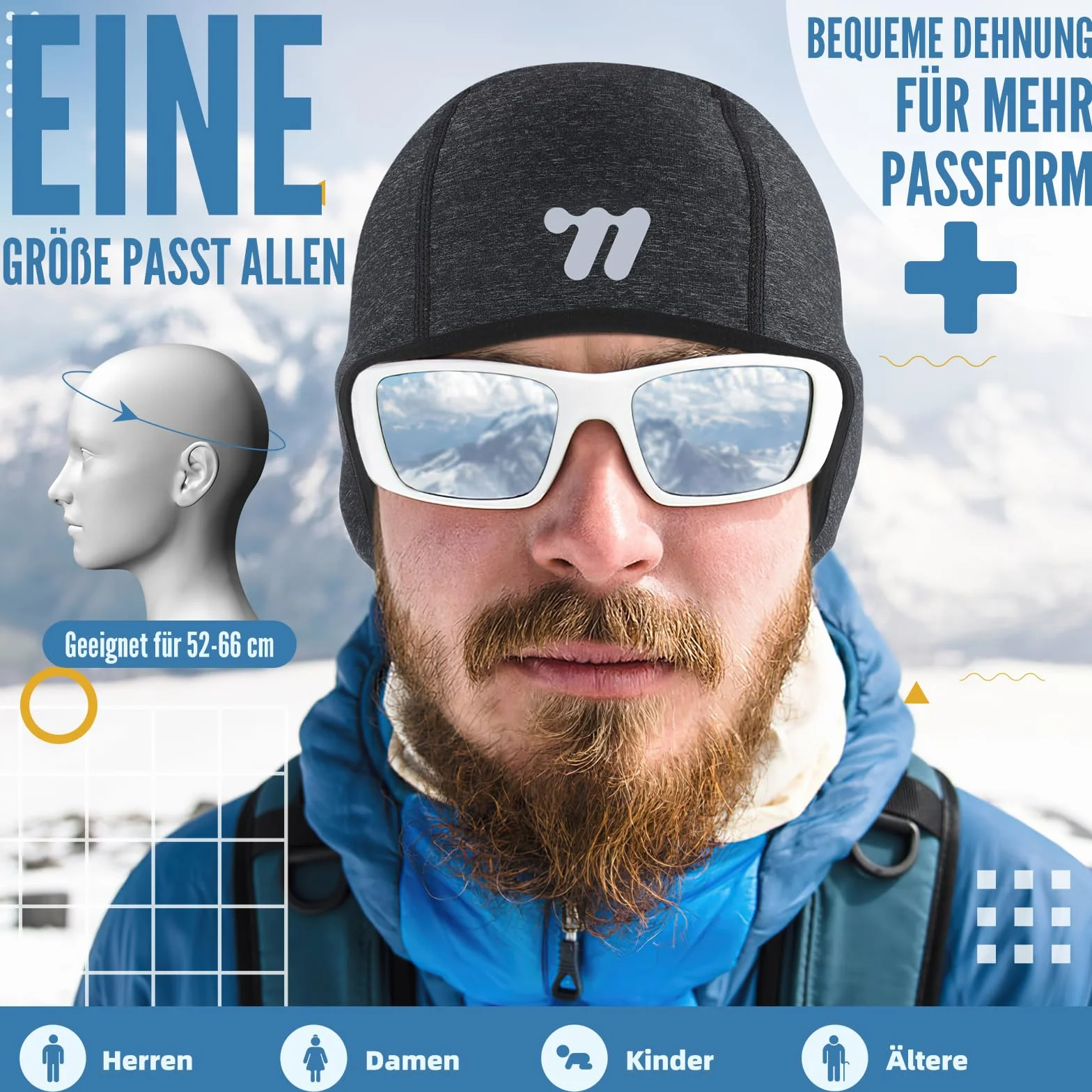 WESTGIRL Czapka rowerowa pod kask z otworem na okulary, wiatroszczelna, ciepła czapka na kask rowerowy, czapka zimowa dla mężczyzn i kobiet, czapka rowerowa