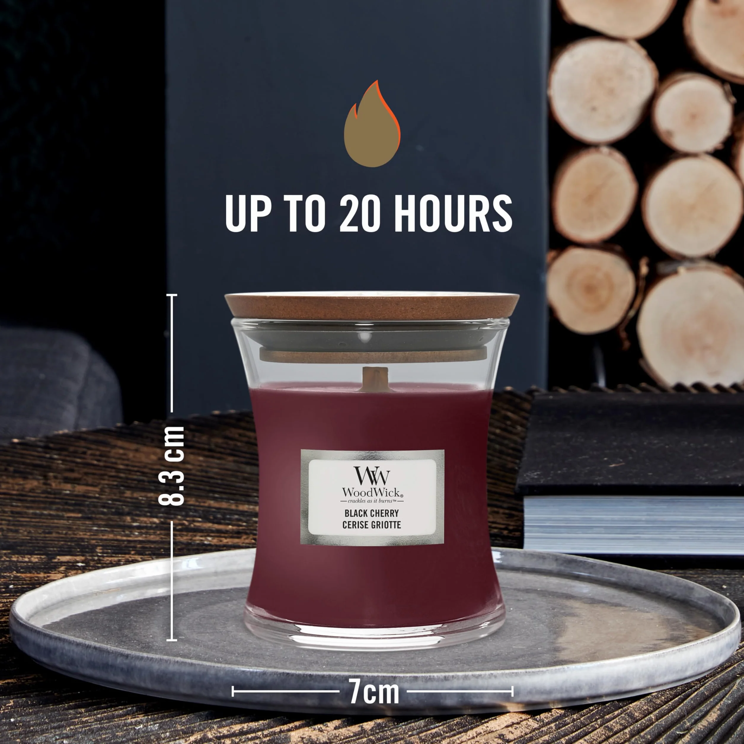 Woodwick Black Cherry Świeca Zapachowa, Bordowy, M