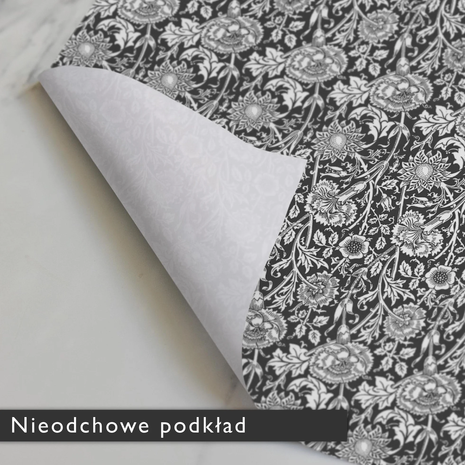 Wkładki do szuflad o zapachu drzewa sandałowego czarne William Morris Pink & Rose 5 arkuszy 60 x 42 cm z olejkiem eterycznym