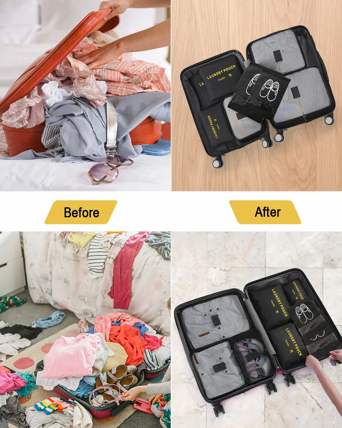 Billybath ‎Koffer Organizer Organizer, Czarny, ‎31 x 20 x 4 cm; 230 g, 8 Elementów