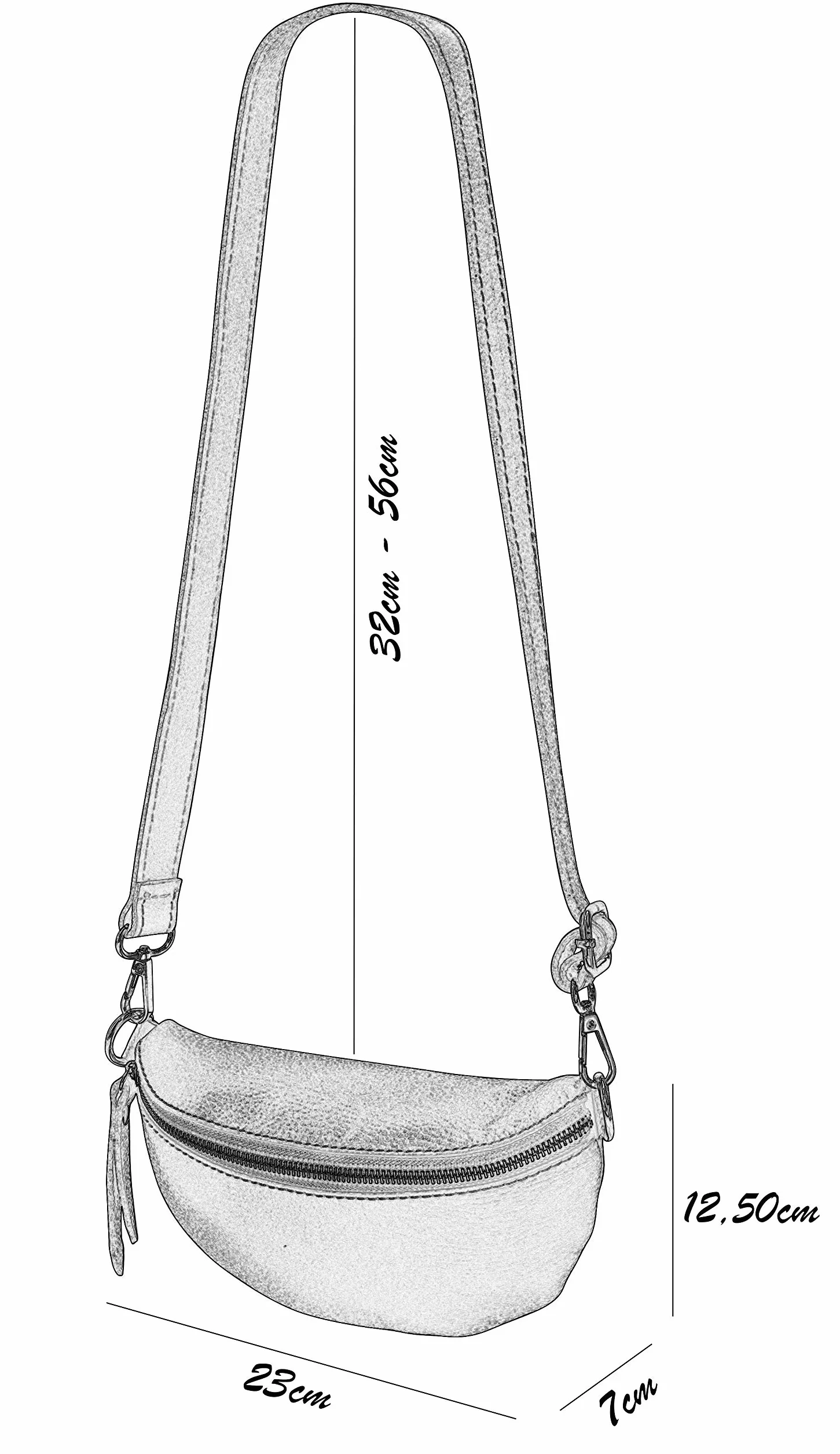 SH Leder ® Torba biodrowa z prawdziwej skóry dla kobiet i mężczyzn, uniseks, na festiwal, podróż, torba na brzuch, mała torba Crossbody Bag damska skórzana torba 23 x 12 cm AVA G292, jasnoszary, S