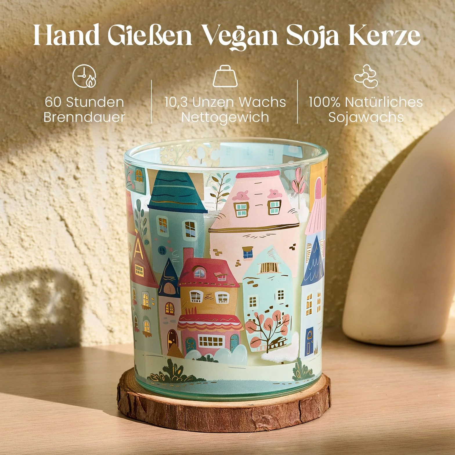 Świeca zapachowa M&SENSE 290g naturalna soja 55h ręcznie malowana graffiti