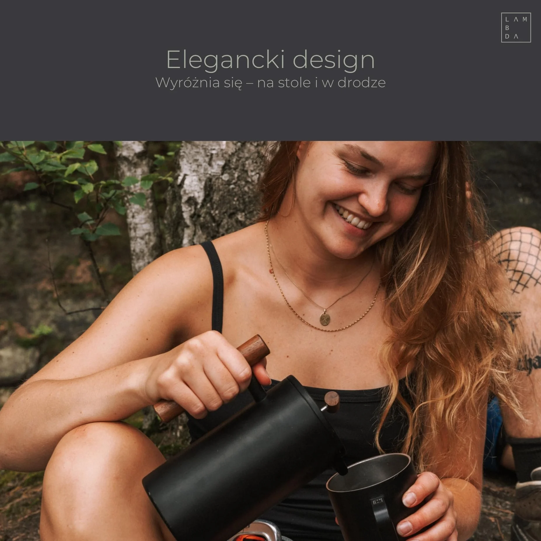 LAMBDA COFFEE® CALDERA Thermo French Press stal nierdzewna 0,6L podwójne ścianki czarny