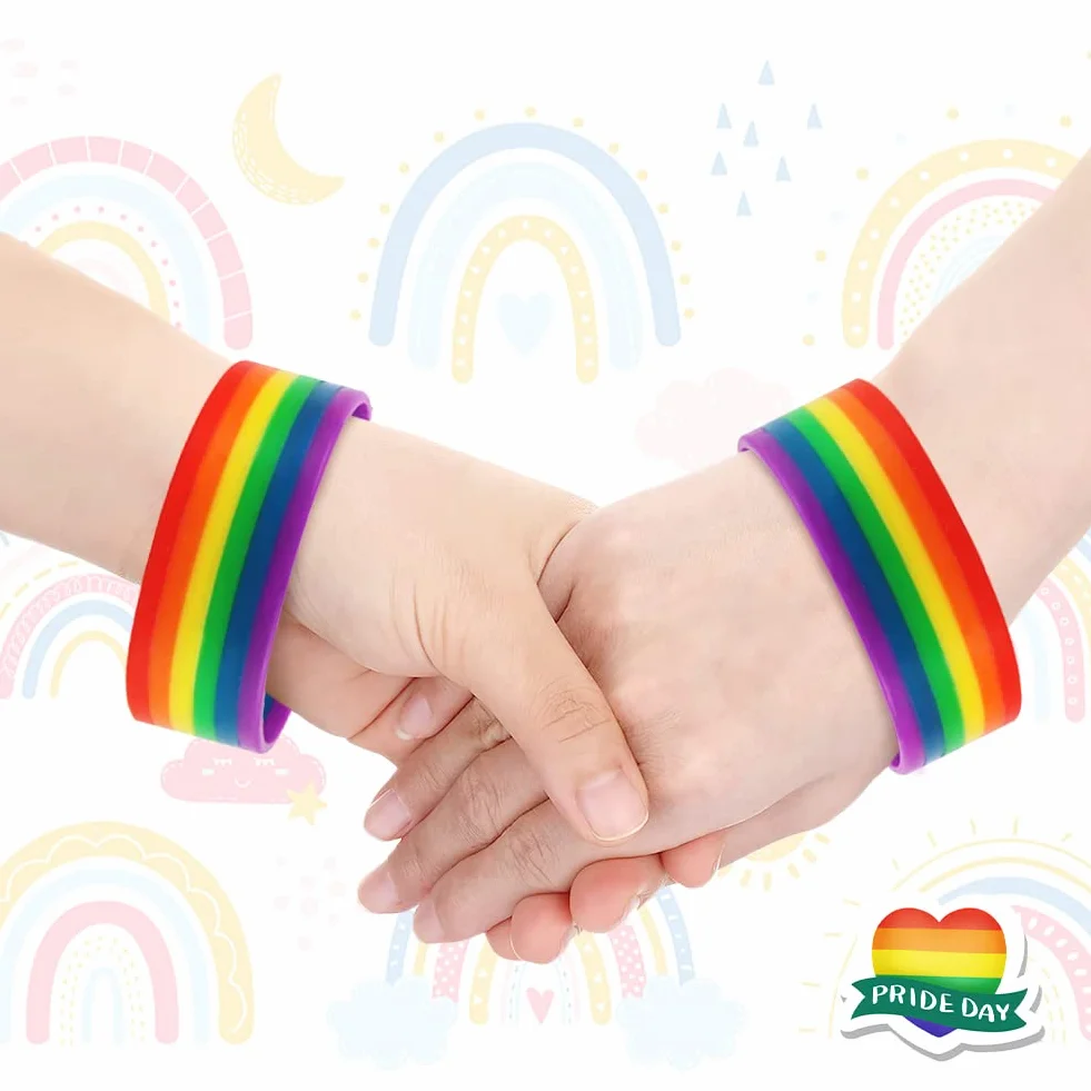 Tęczowa bransoletka LGBT Gay Pride, silikon, 18 cm
